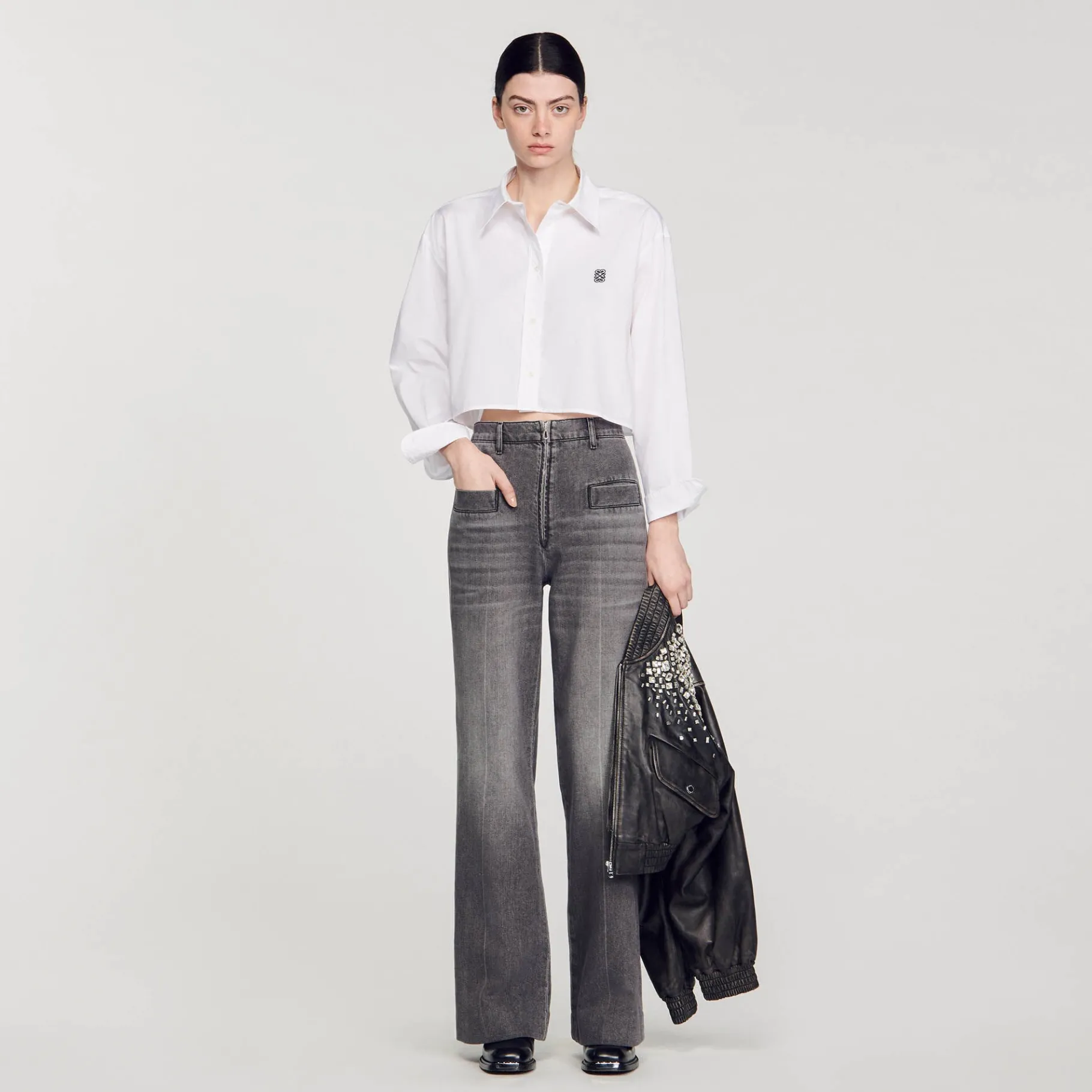 Online SANDRO Chemise Courte En Popeline blanc