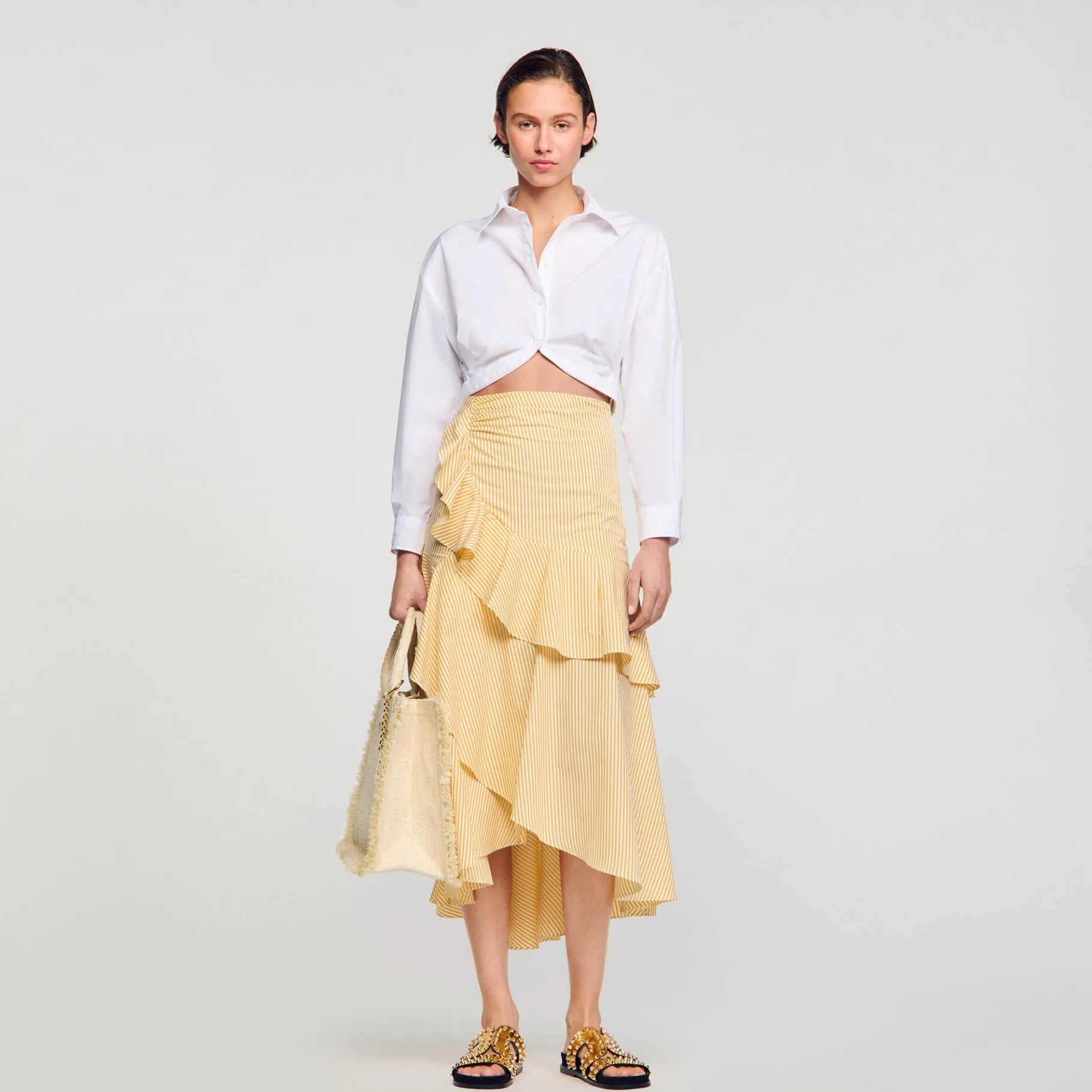 Cheap SANDRO Chemise Courte Torsadée blanc