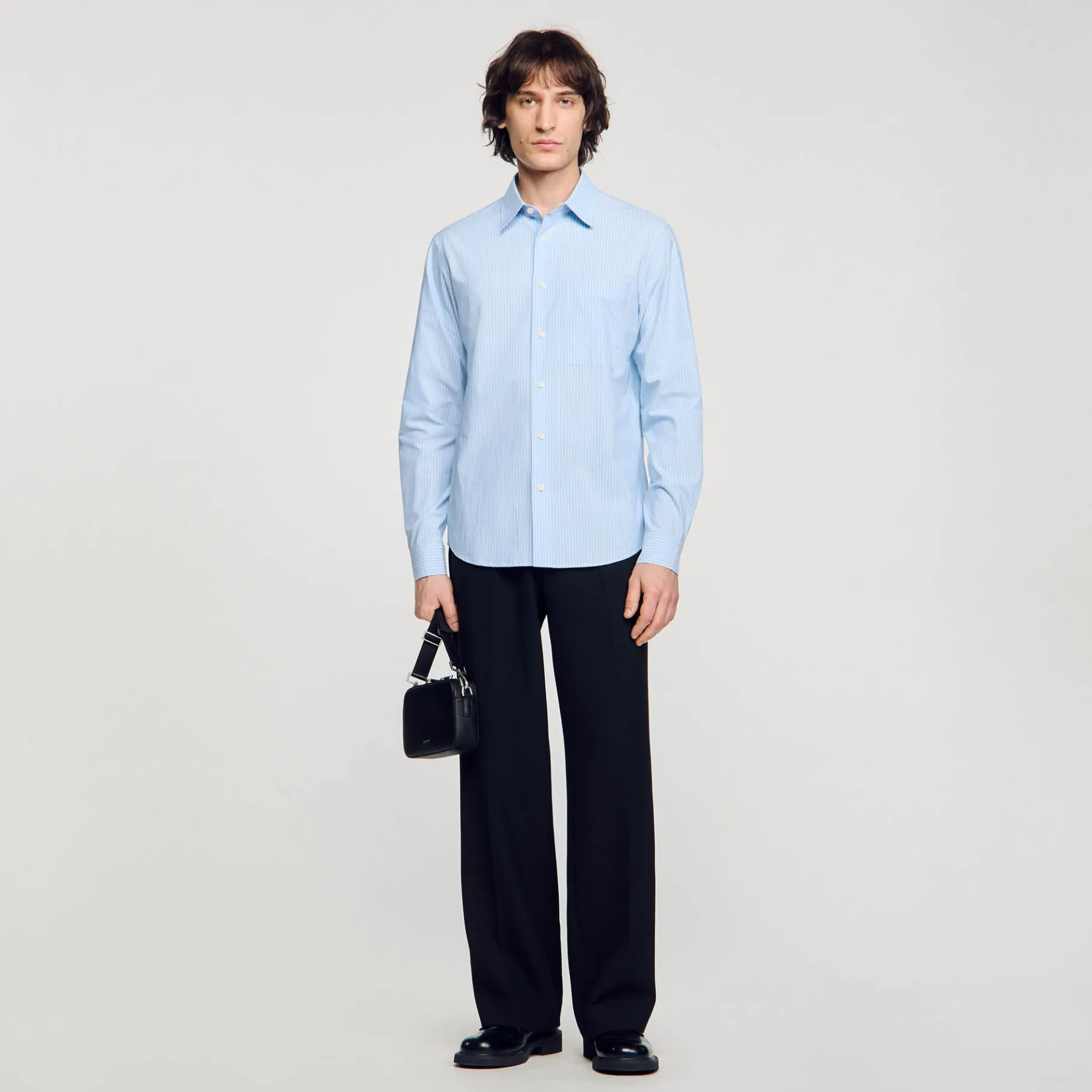 Discount SANDRO Chemise En Coton Bleu Clair