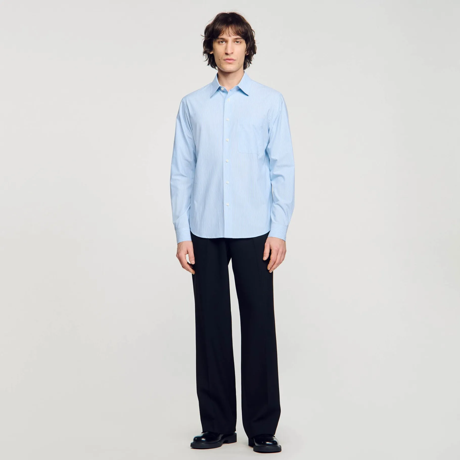 Discount SANDRO Chemise En Coton Bleu Clair