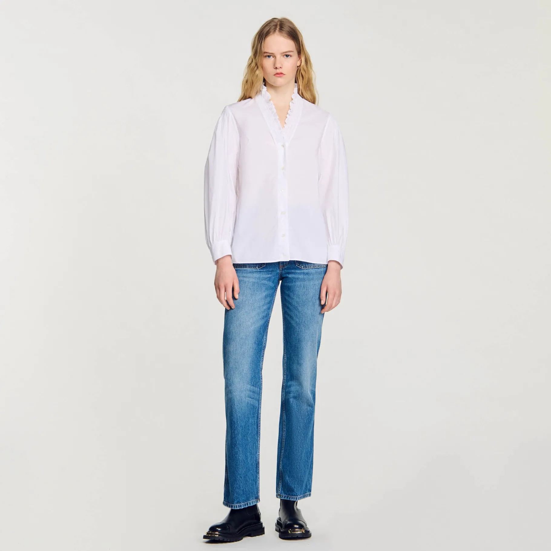 Cheap SANDRO Chemise En Coton Biologique blanc