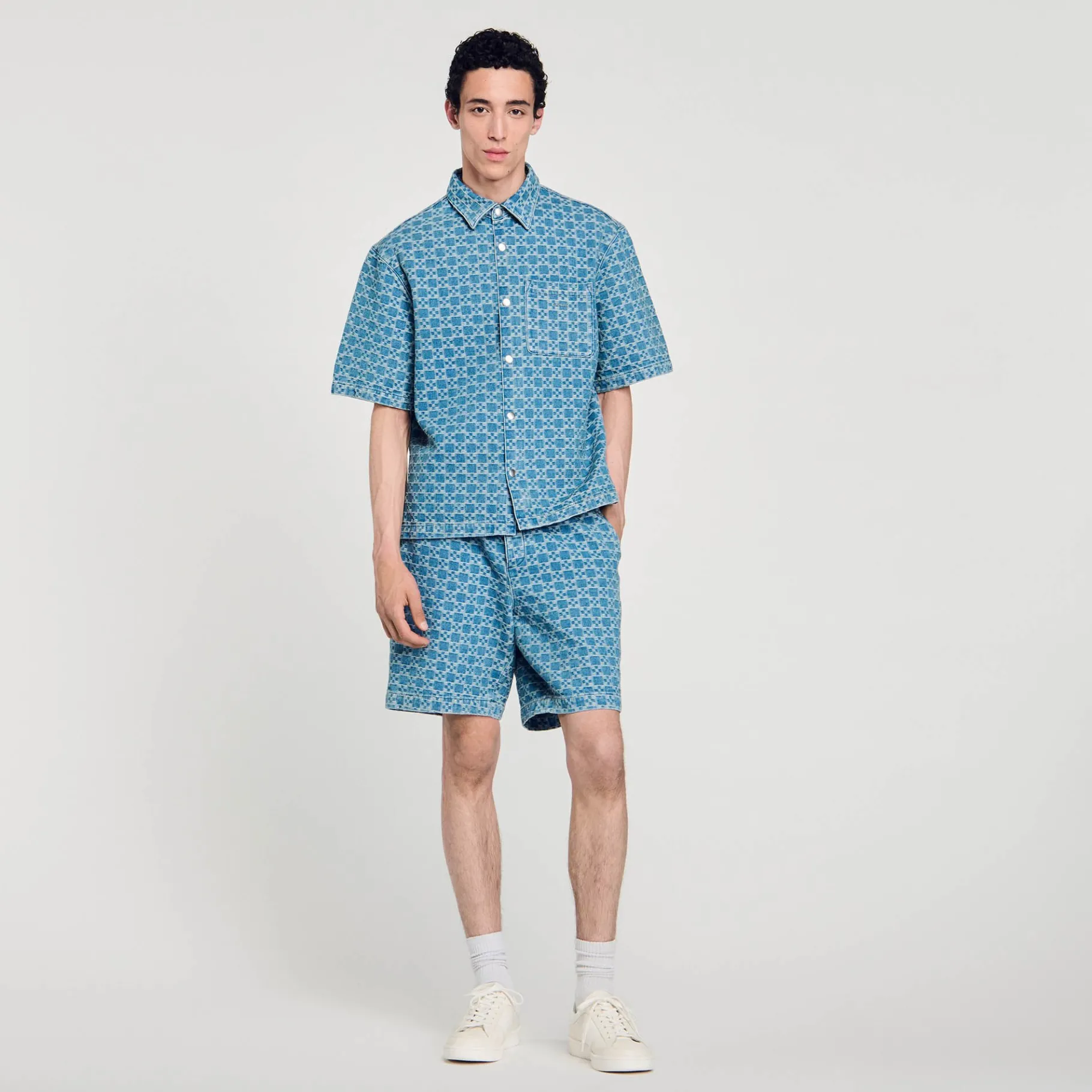 Hot SANDRO Chemise En Denim Square Cross Bleu Ciel