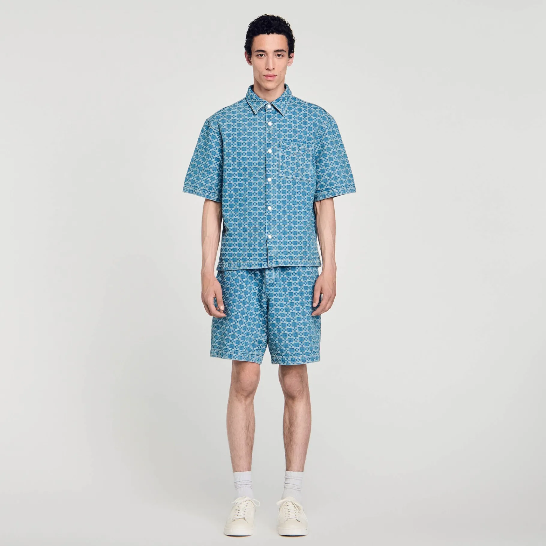 Hot SANDRO Chemise En Denim Square Cross Bleu Ciel