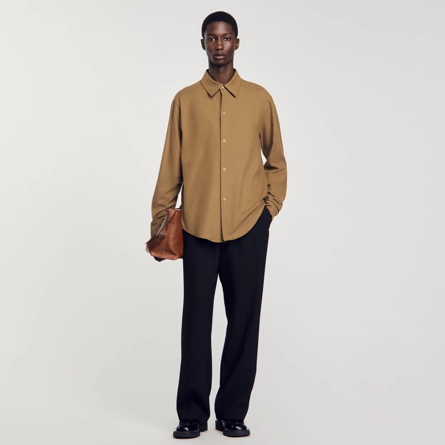 Hot SANDRO Chemise En Flanelle Kaki