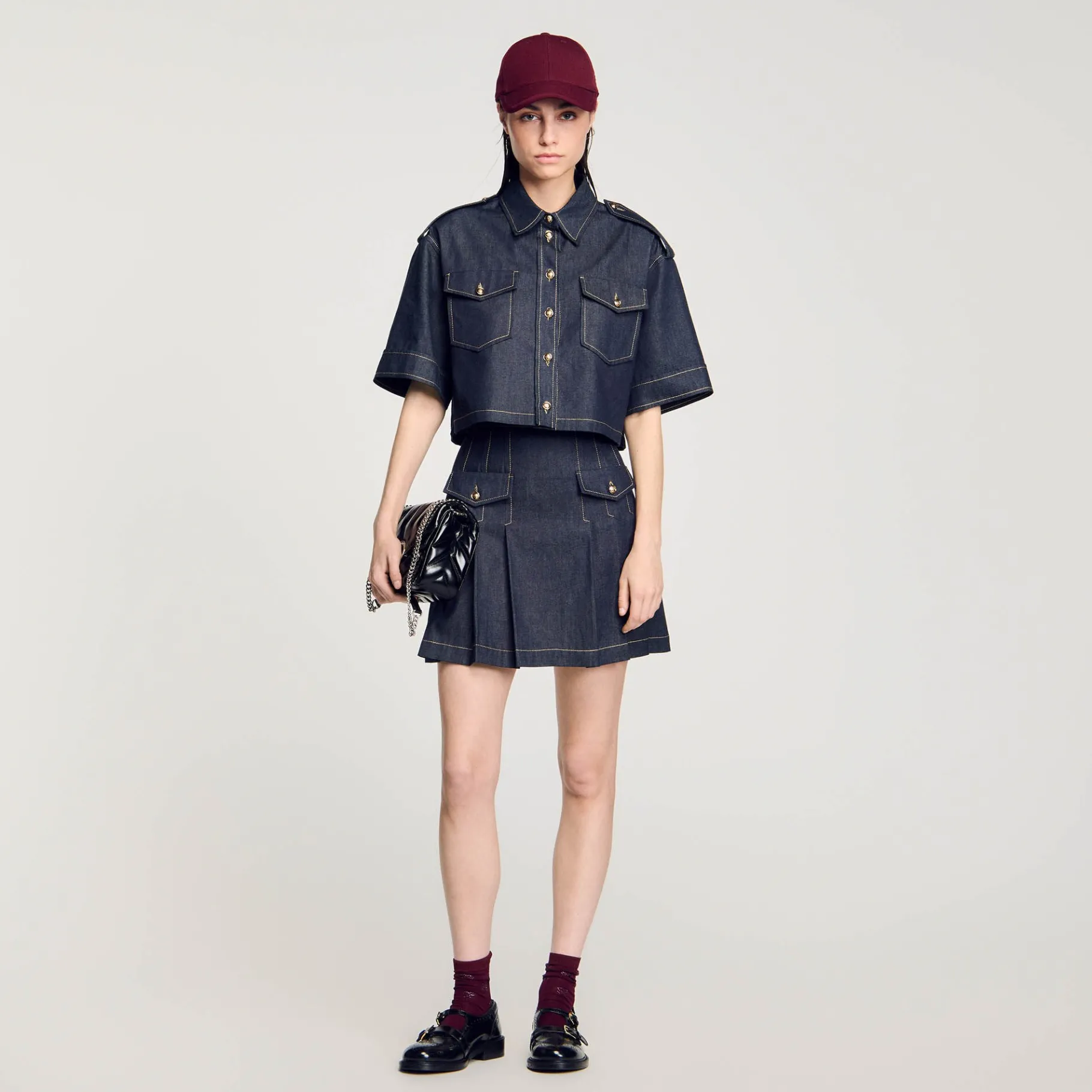 New SANDRO Chemise En Jean Bleu brut
