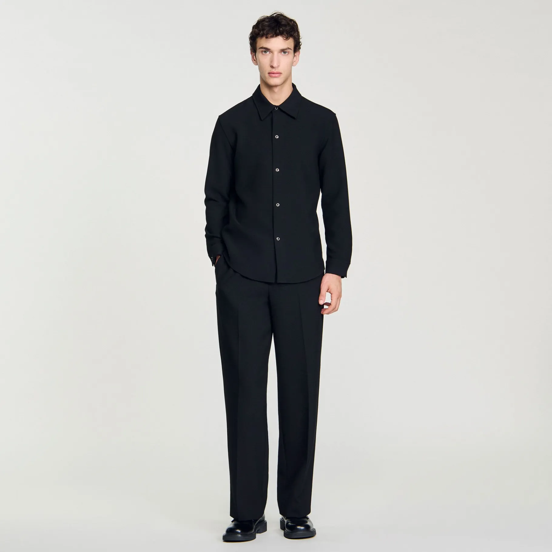 Online SANDRO Chemise En Jersey à Manches Longues Noir