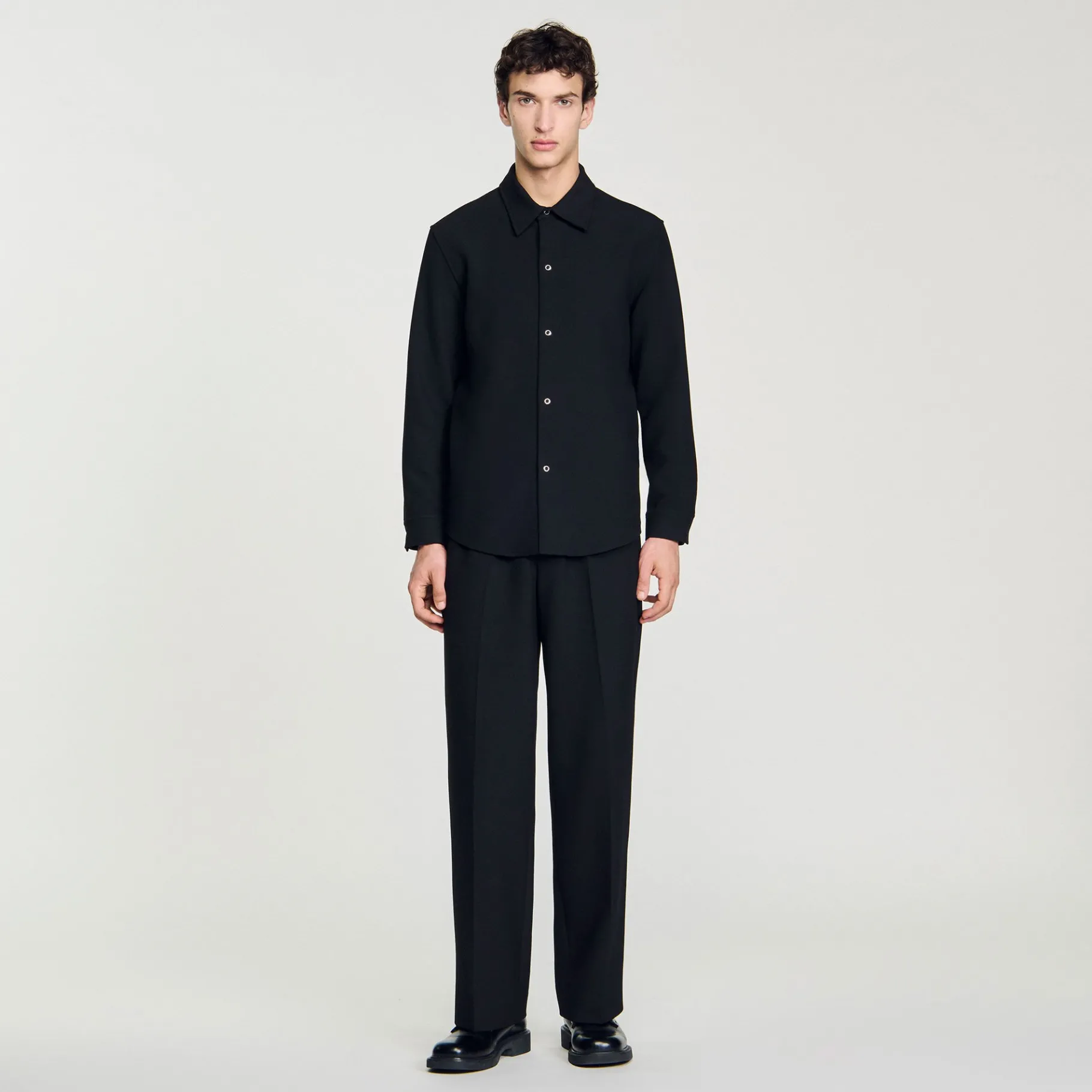 Online SANDRO Chemise En Jersey à Manches Longues Noir