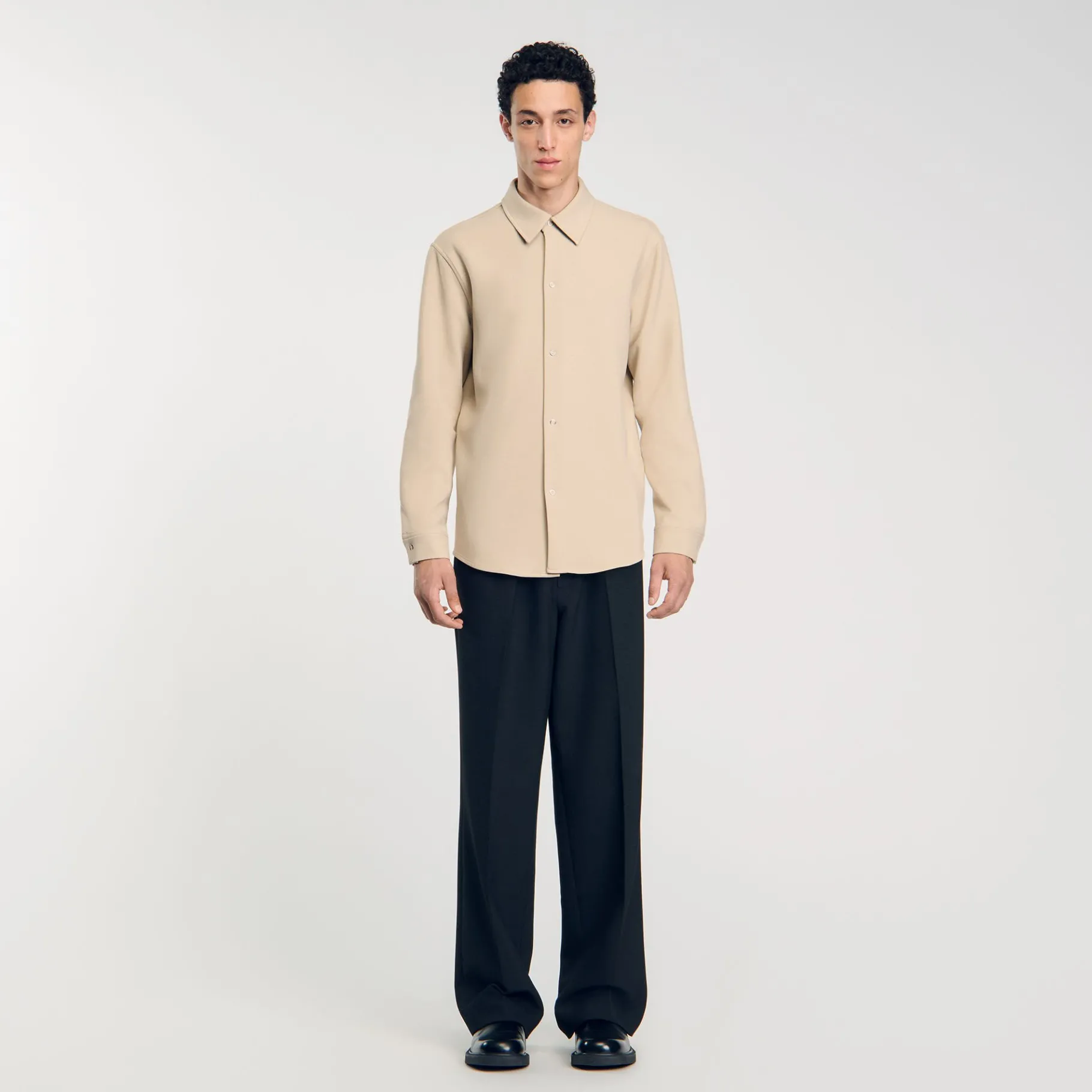 Clearance SANDRO Chemise En Jersey à Manches Longues Ficelle