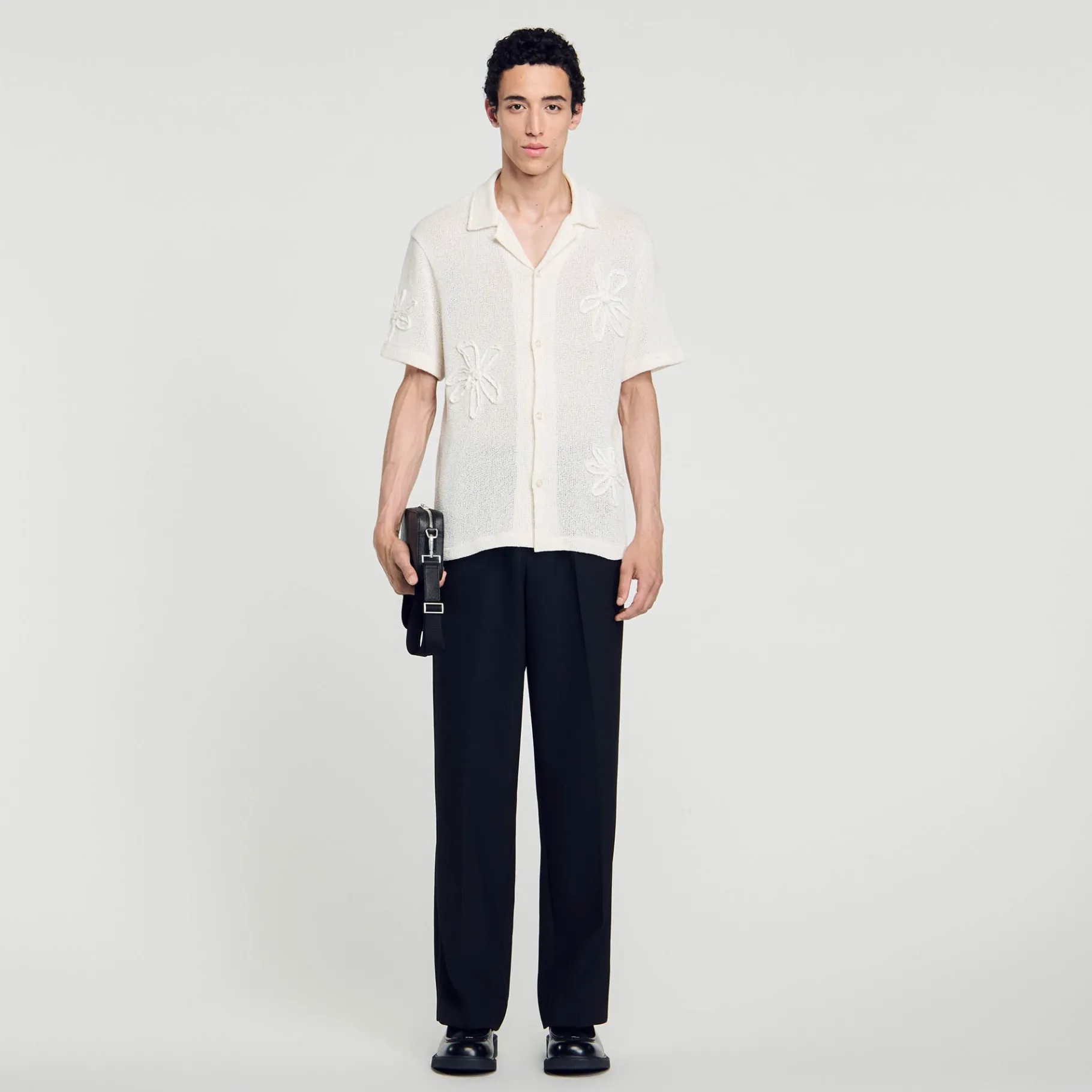 Best SANDRO Chemise En Maille à Fleurs Ecru
