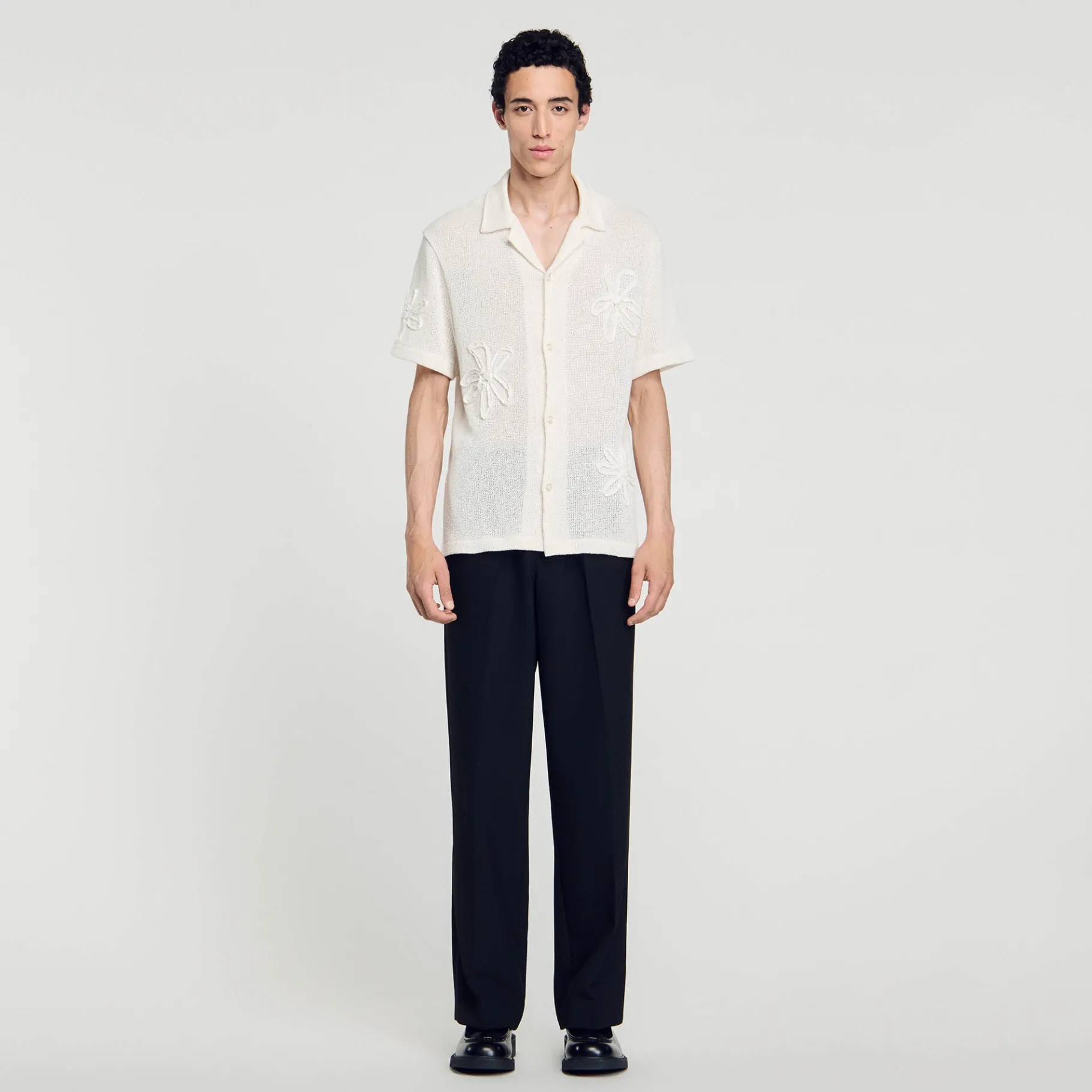 Best SANDRO Chemise En Maille à Fleurs Ecru