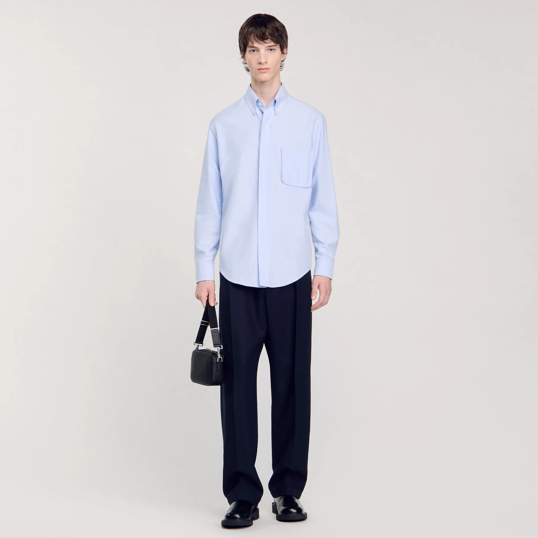 Best Sale SANDRO Chemise En Oxford Flannel Bleu Ciel