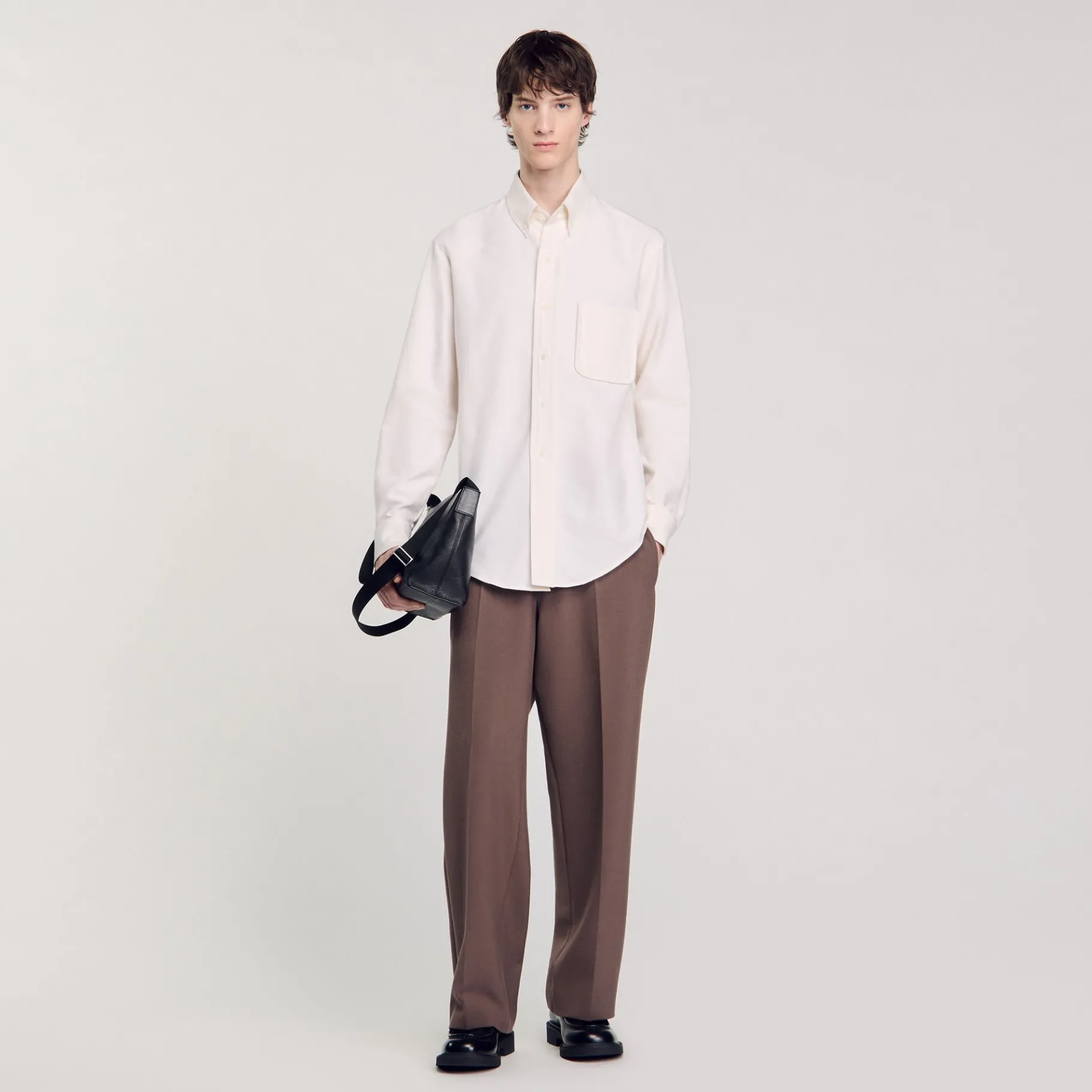 Outlet SANDRO Chemise En Oxford Flannel blanc