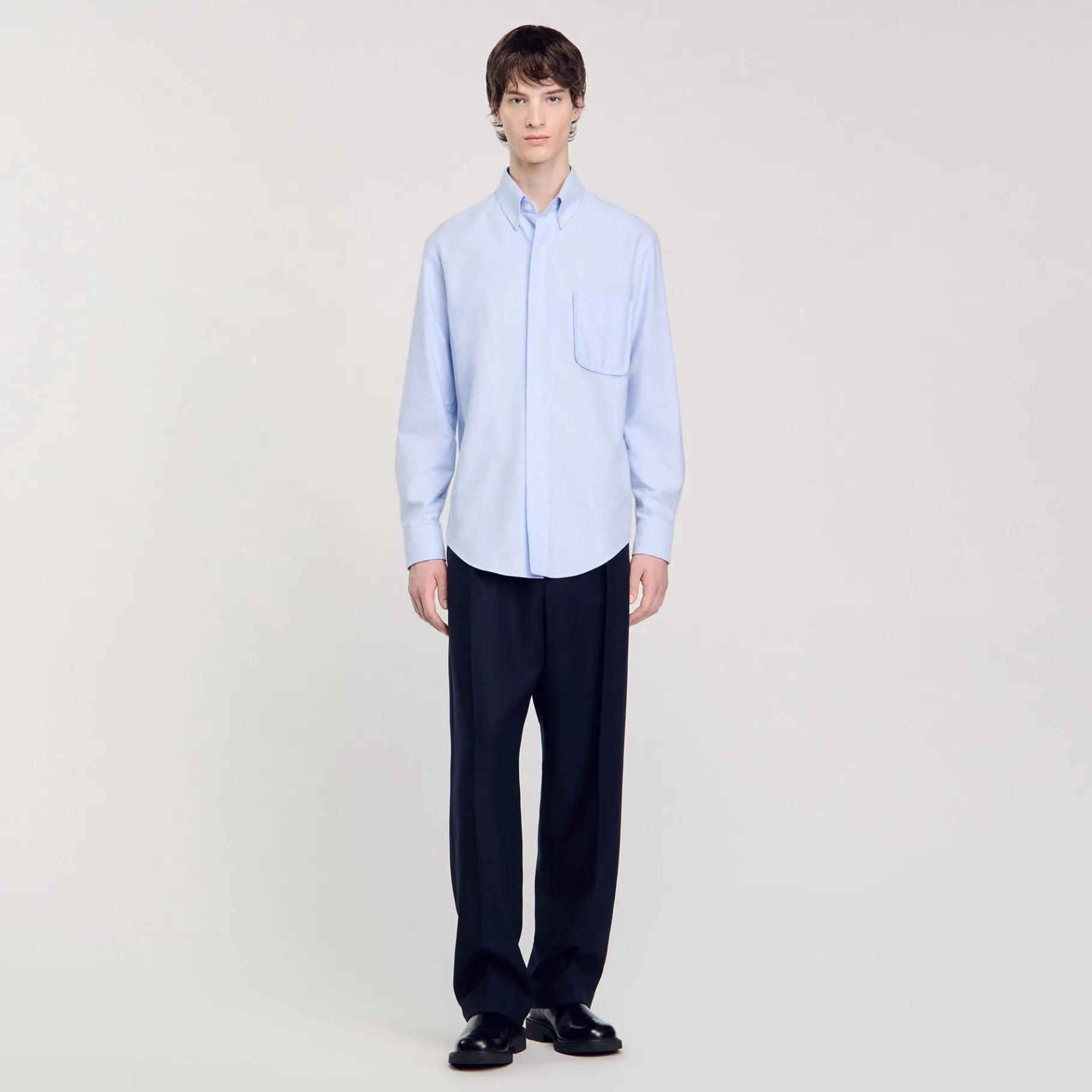 Best Sale SANDRO Chemise En Oxford Flannel Bleu Ciel