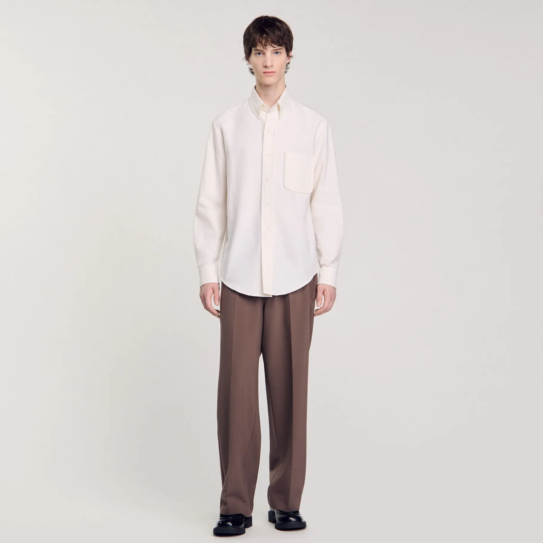 Outlet SANDRO Chemise En Oxford Flannel blanc