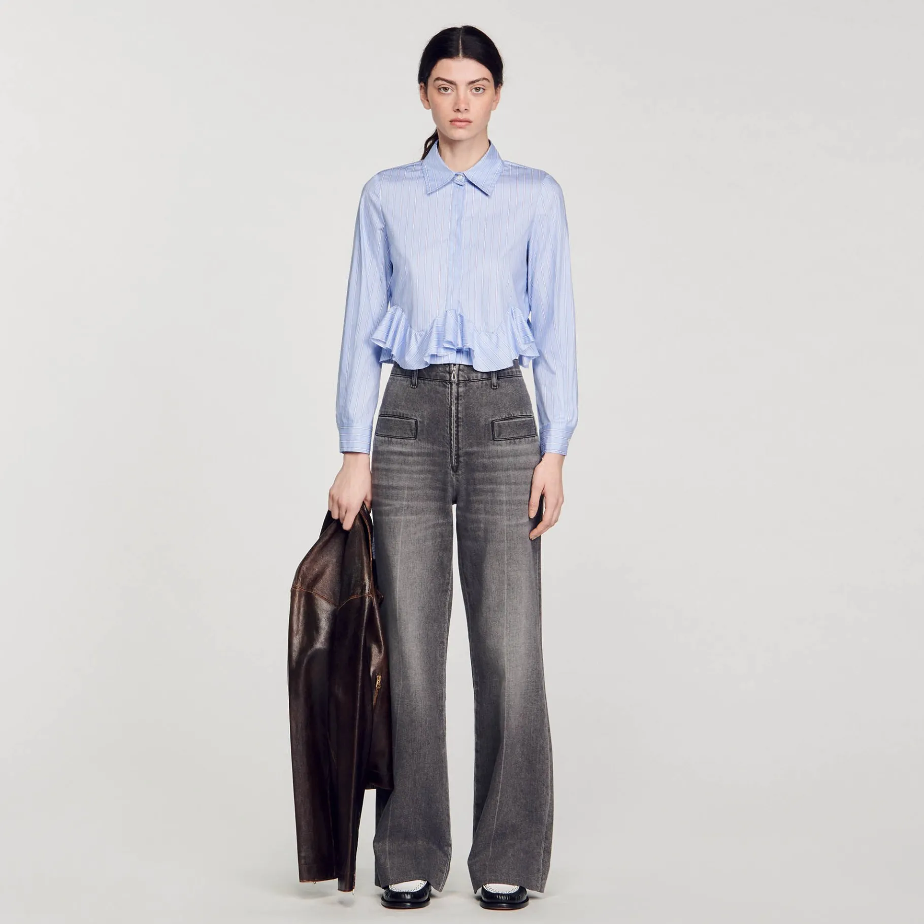 Flash Sale SANDRO Chemise En Popeline Rayée Bleu Ciel