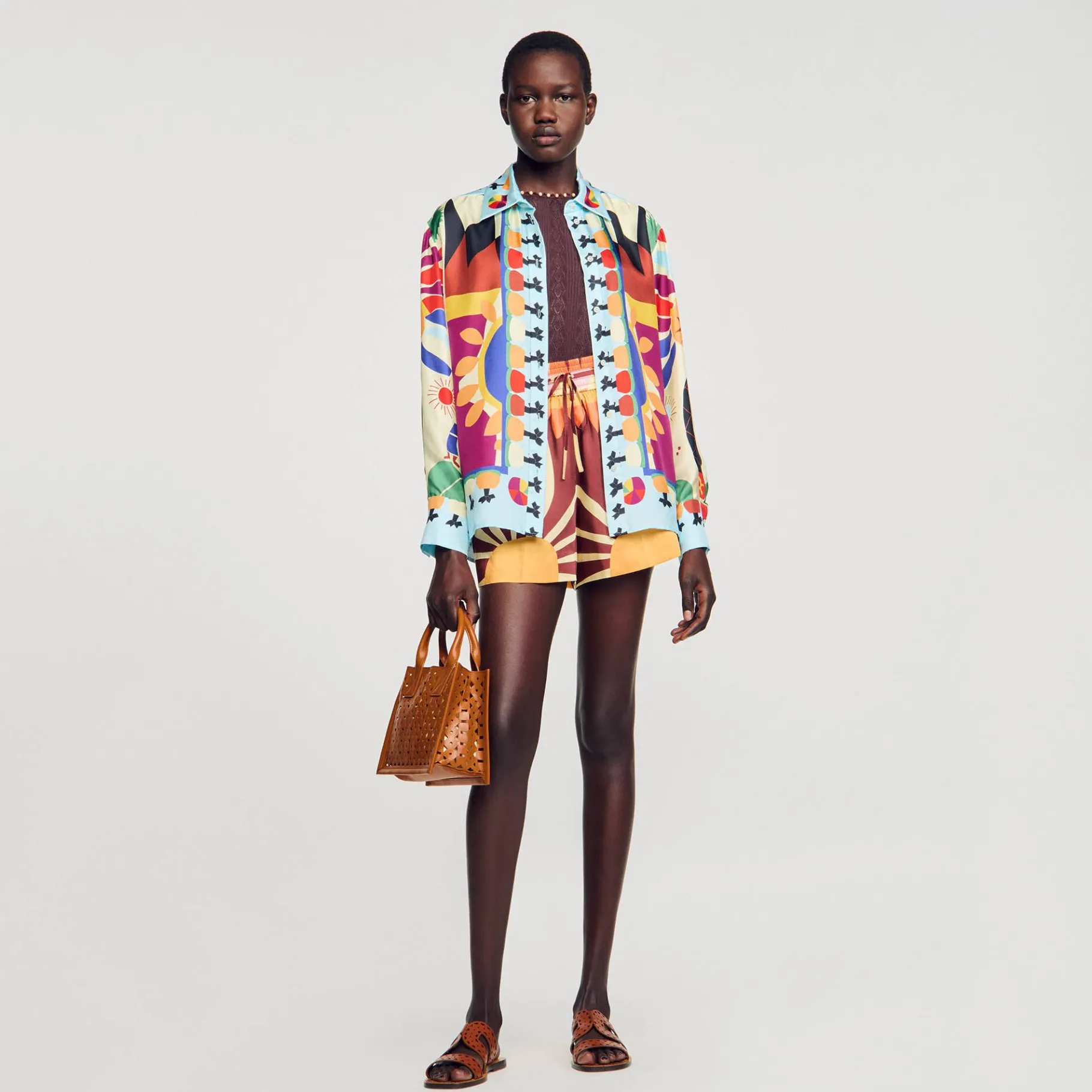 Sale SANDRO Chemise En Soie Imprimée Multicolore
