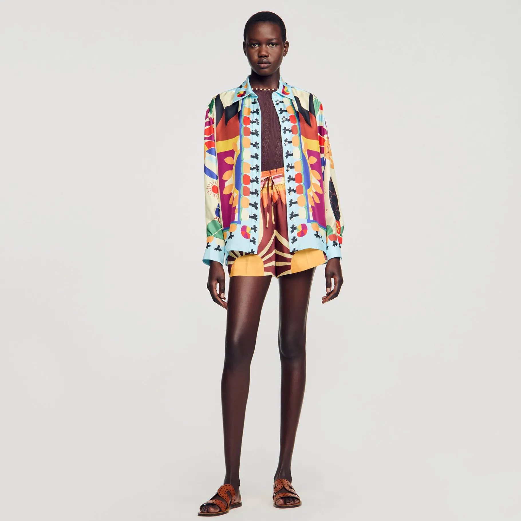Sale SANDRO Chemise En Soie Imprimée Multicolore