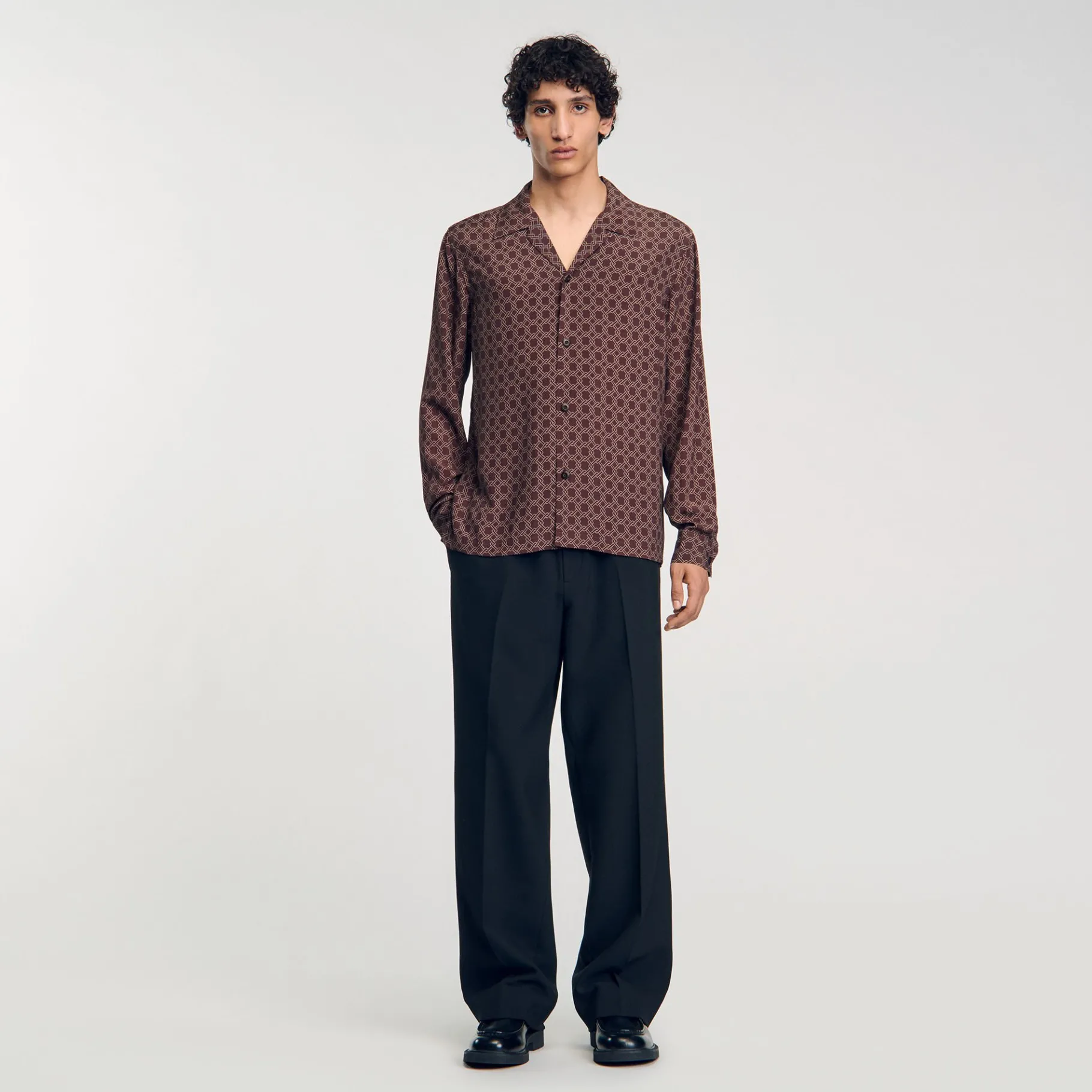 Best Sale SANDRO Chemise Fluide Marron