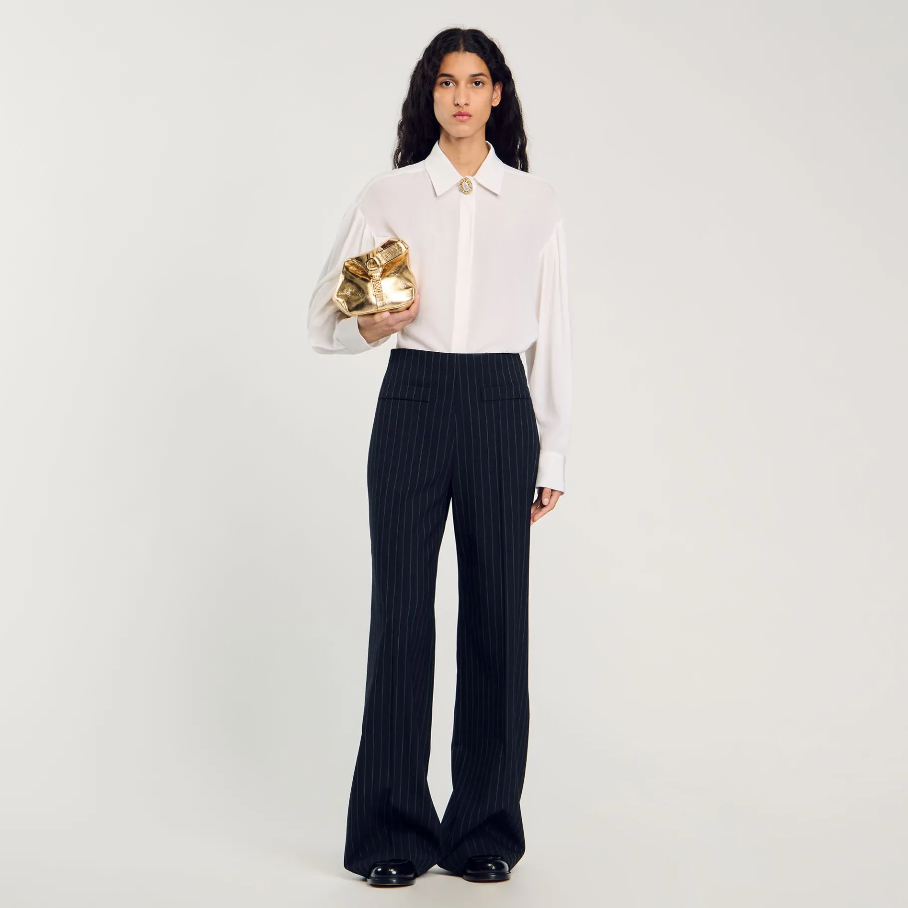Best Sale SANDRO Chemise Fluide En Soie blanc