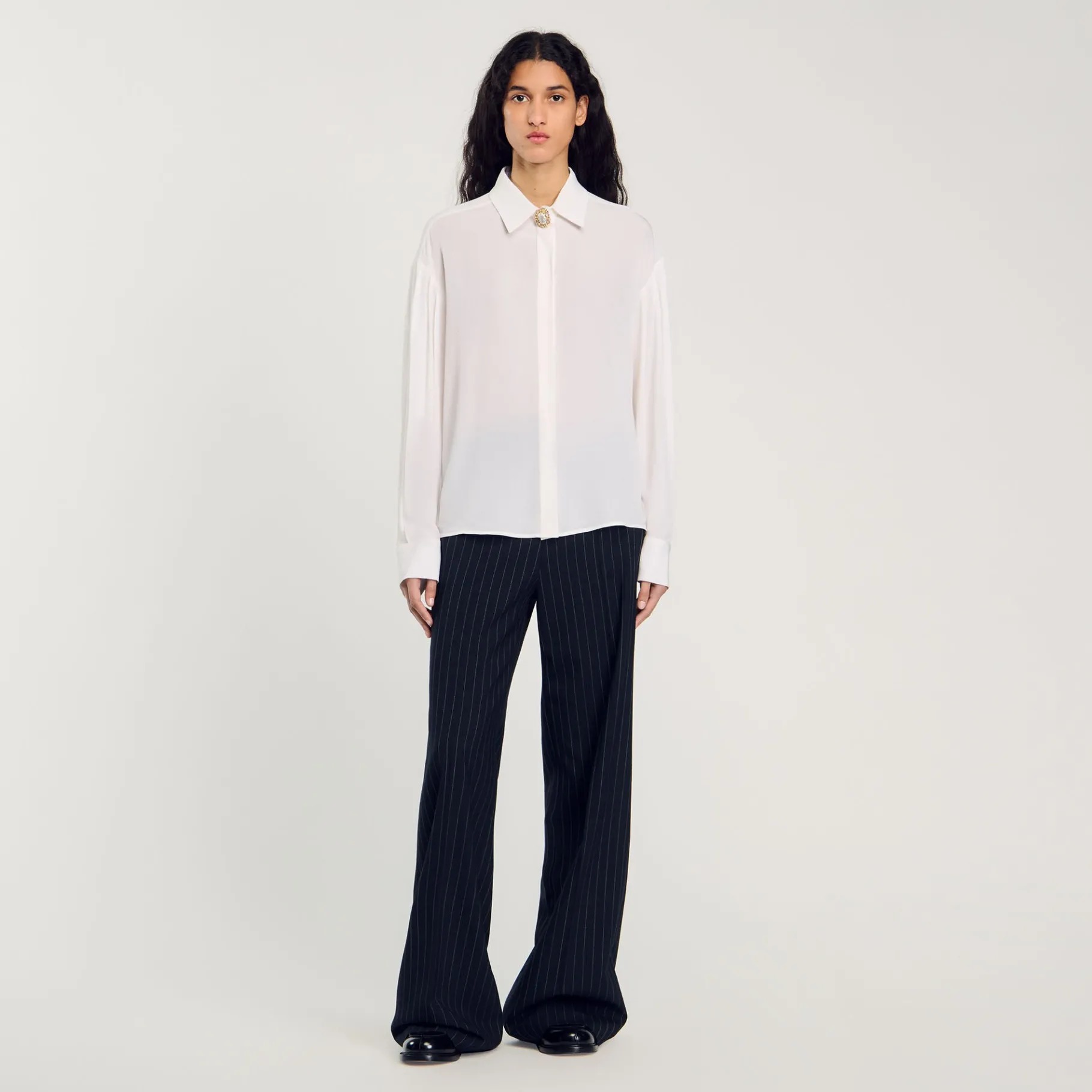 Best Sale SANDRO Chemise Fluide En Soie blanc