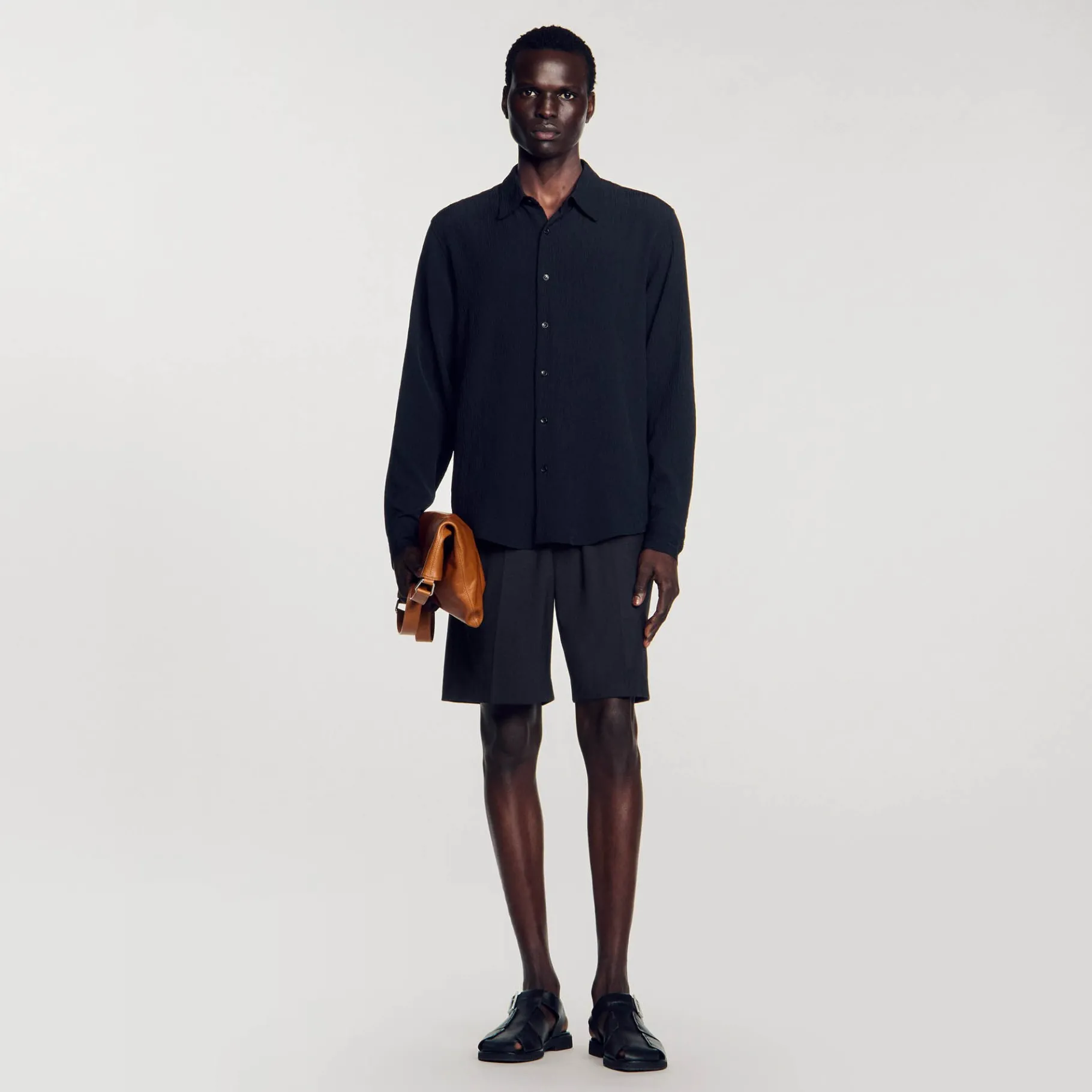 Cheap SANDRO Chemise Fluide Plissée Noir