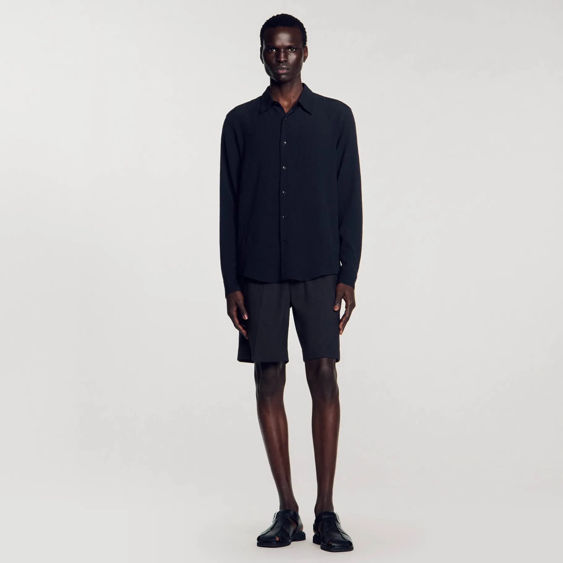 Cheap SANDRO Chemise Fluide Plissée Noir