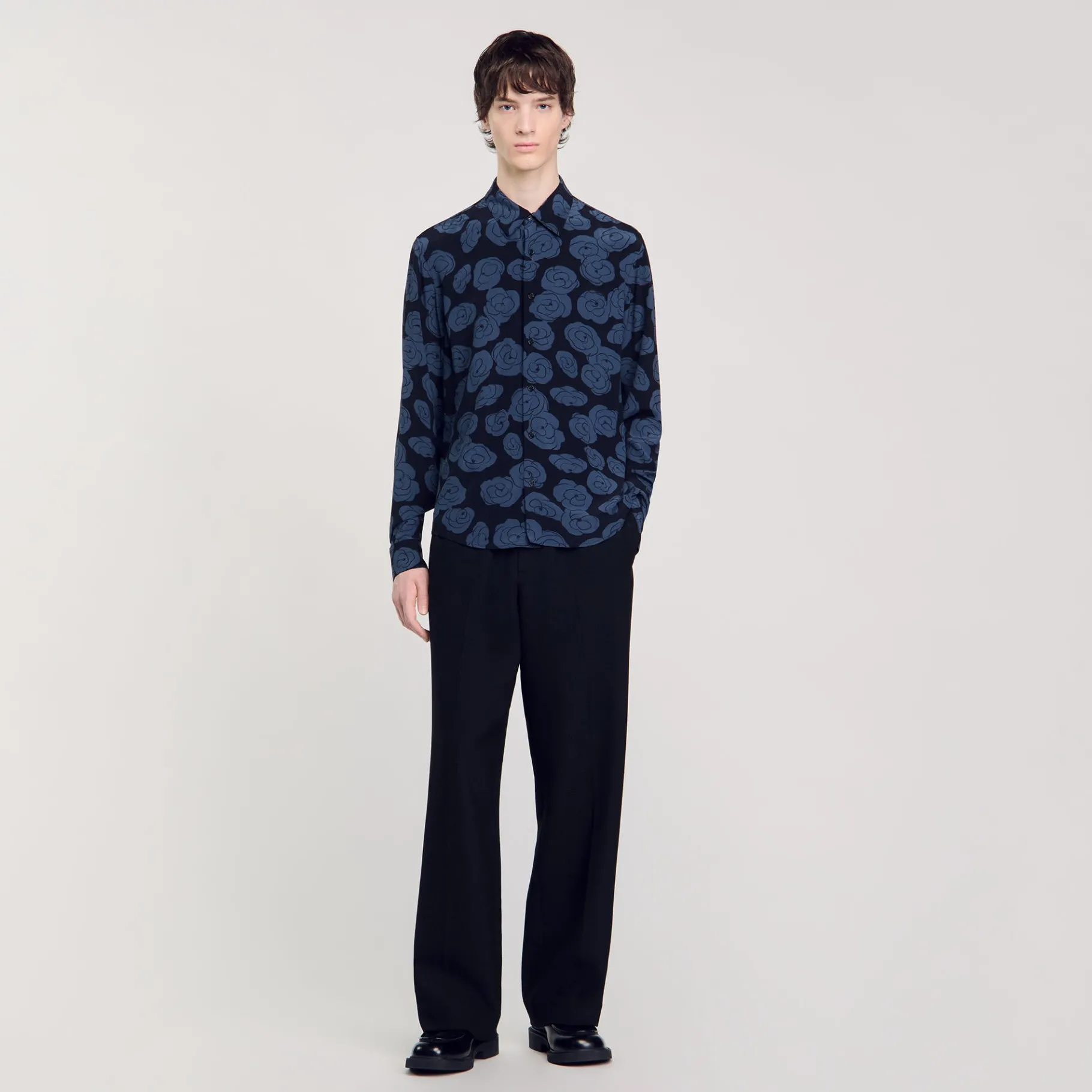 Outlet SANDRO Chemise Imprimé Camélias Noir