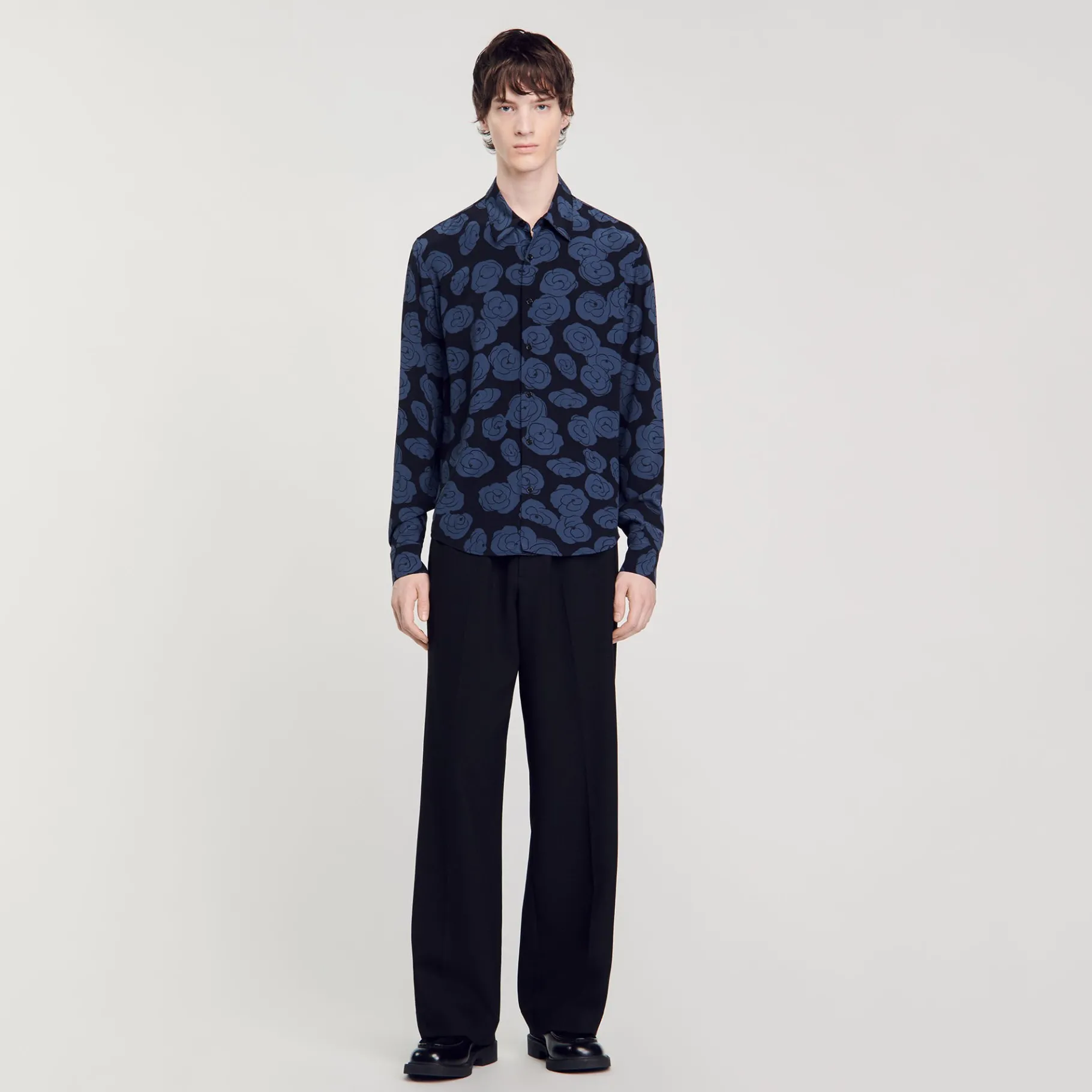 Outlet SANDRO Chemise Imprimé Camélias Noir