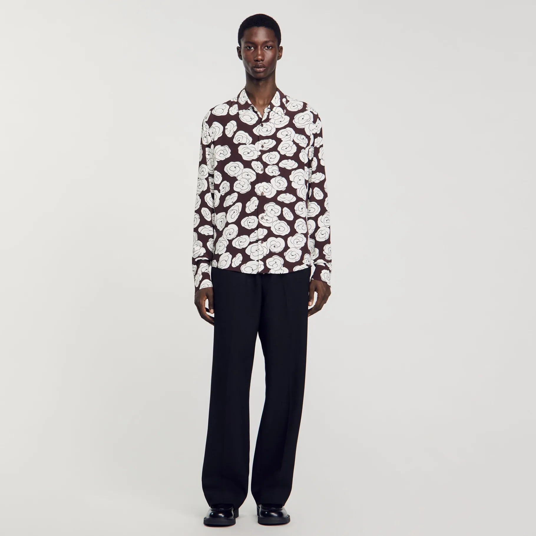 Cheap SANDRO Chemise Imprimé Camélias Marron