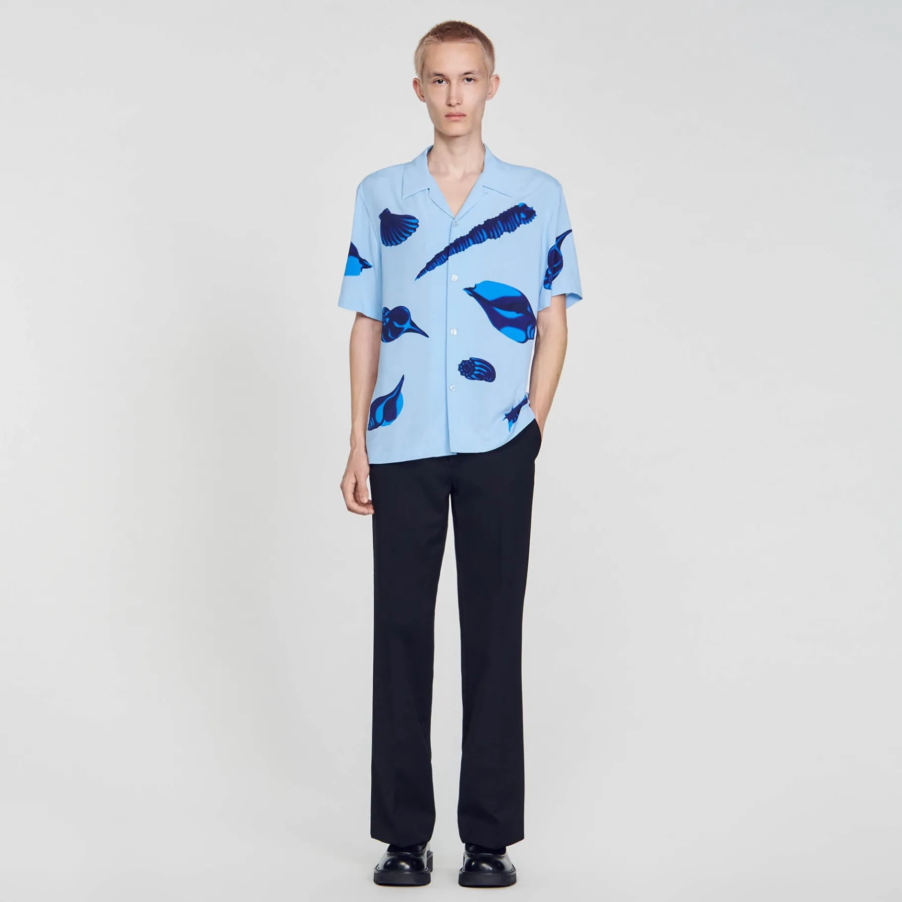 Sale SANDRO Chemise Imprimé Coquillages Bleu