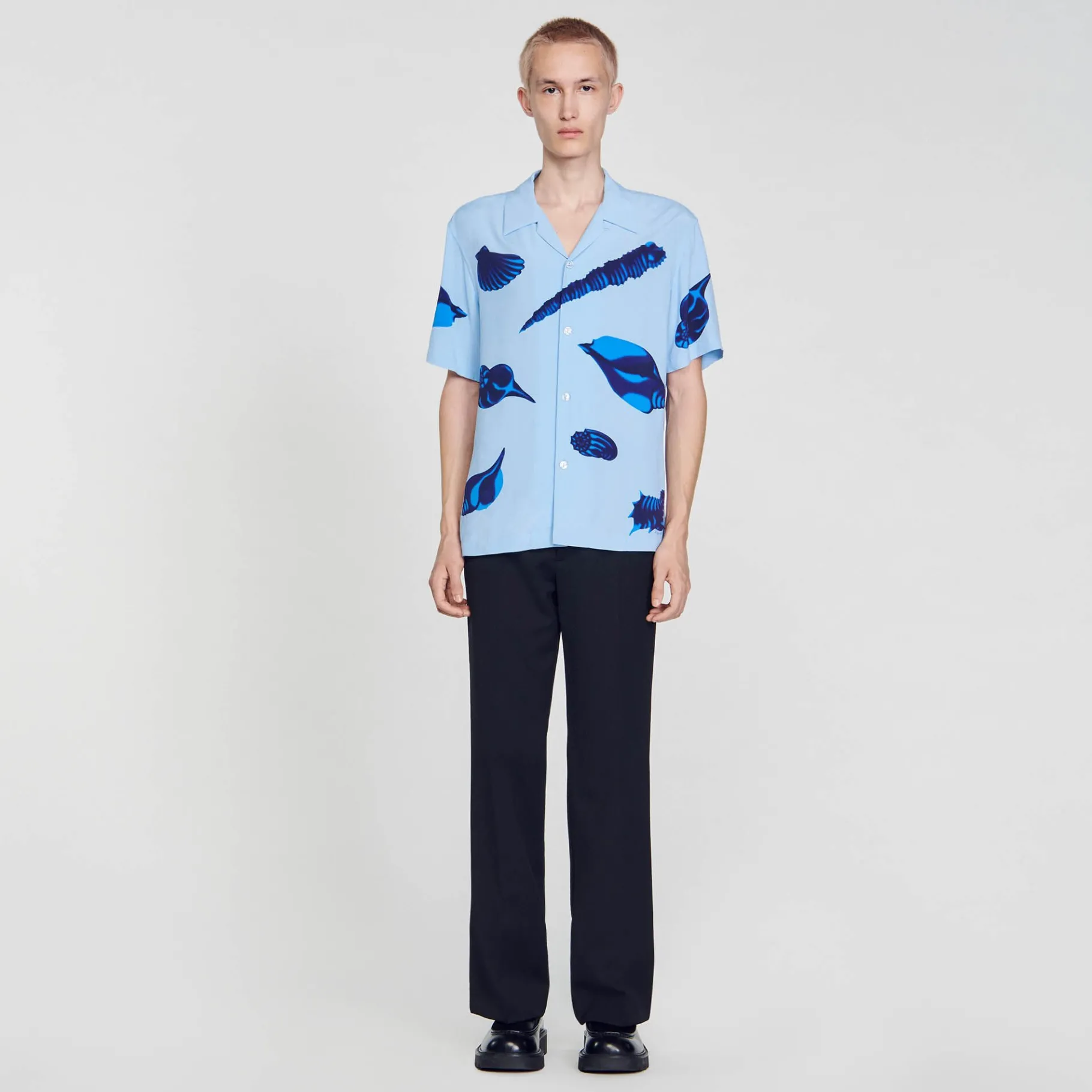 Sale SANDRO Chemise Imprimé Coquillages Bleu