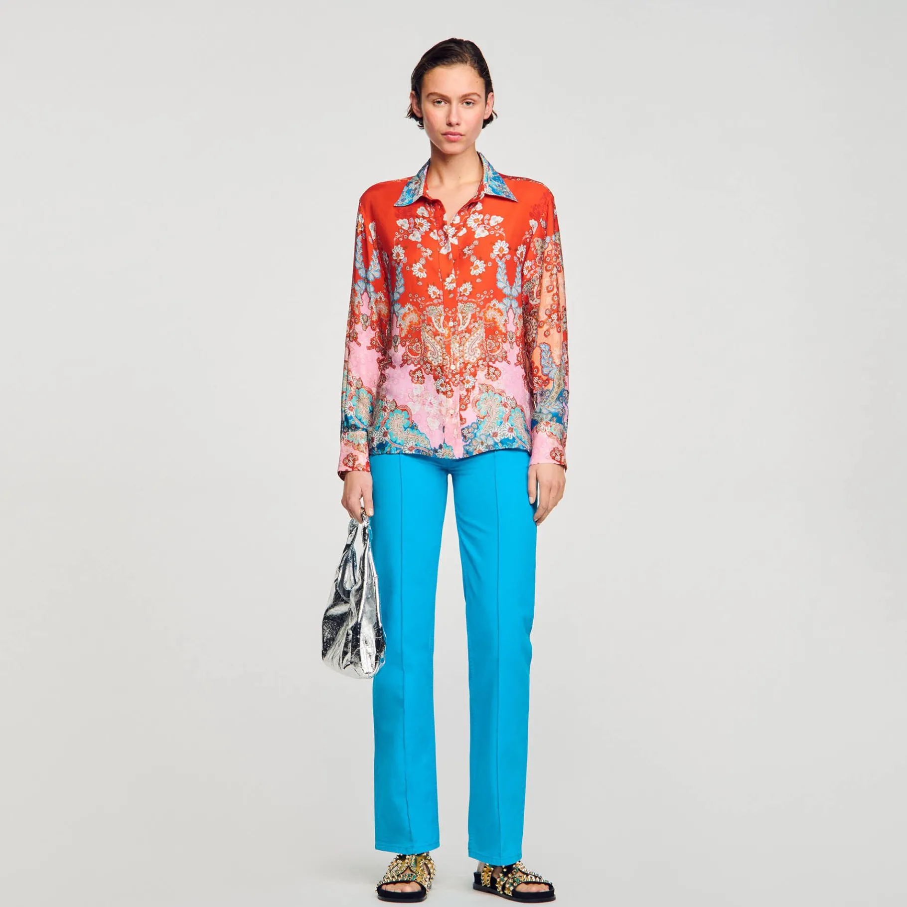 Store SANDRO Chemise Imprimée Rouge / Bleu
