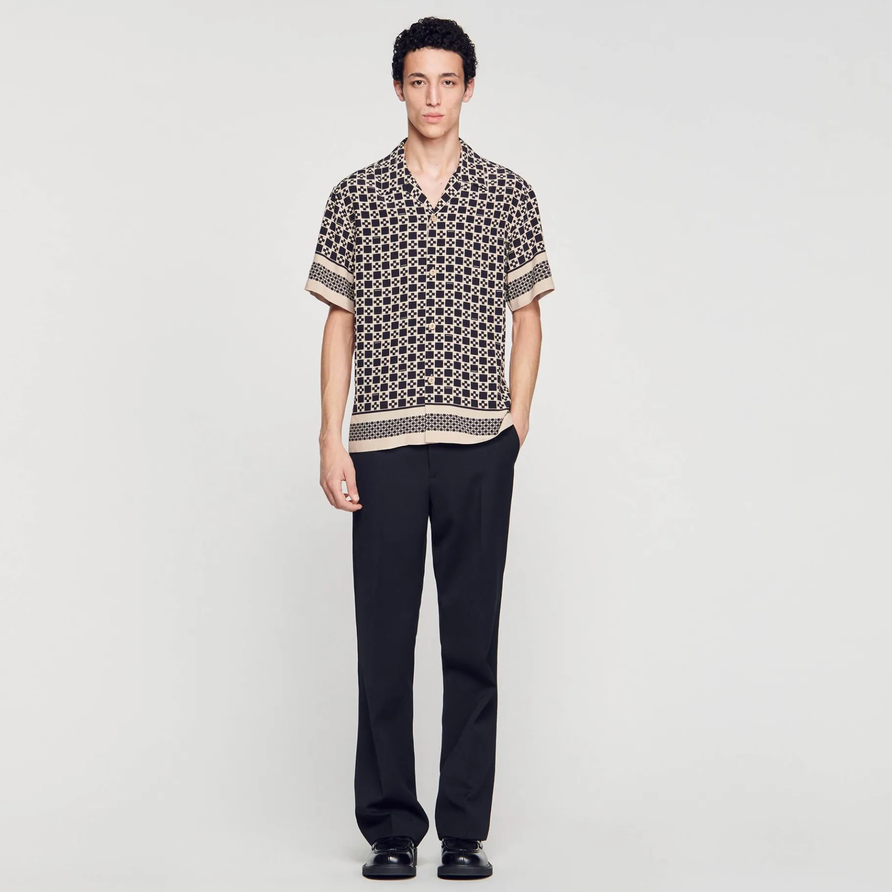 Flash Sale SANDRO Chemise Manches Courtes Square Cross mastic