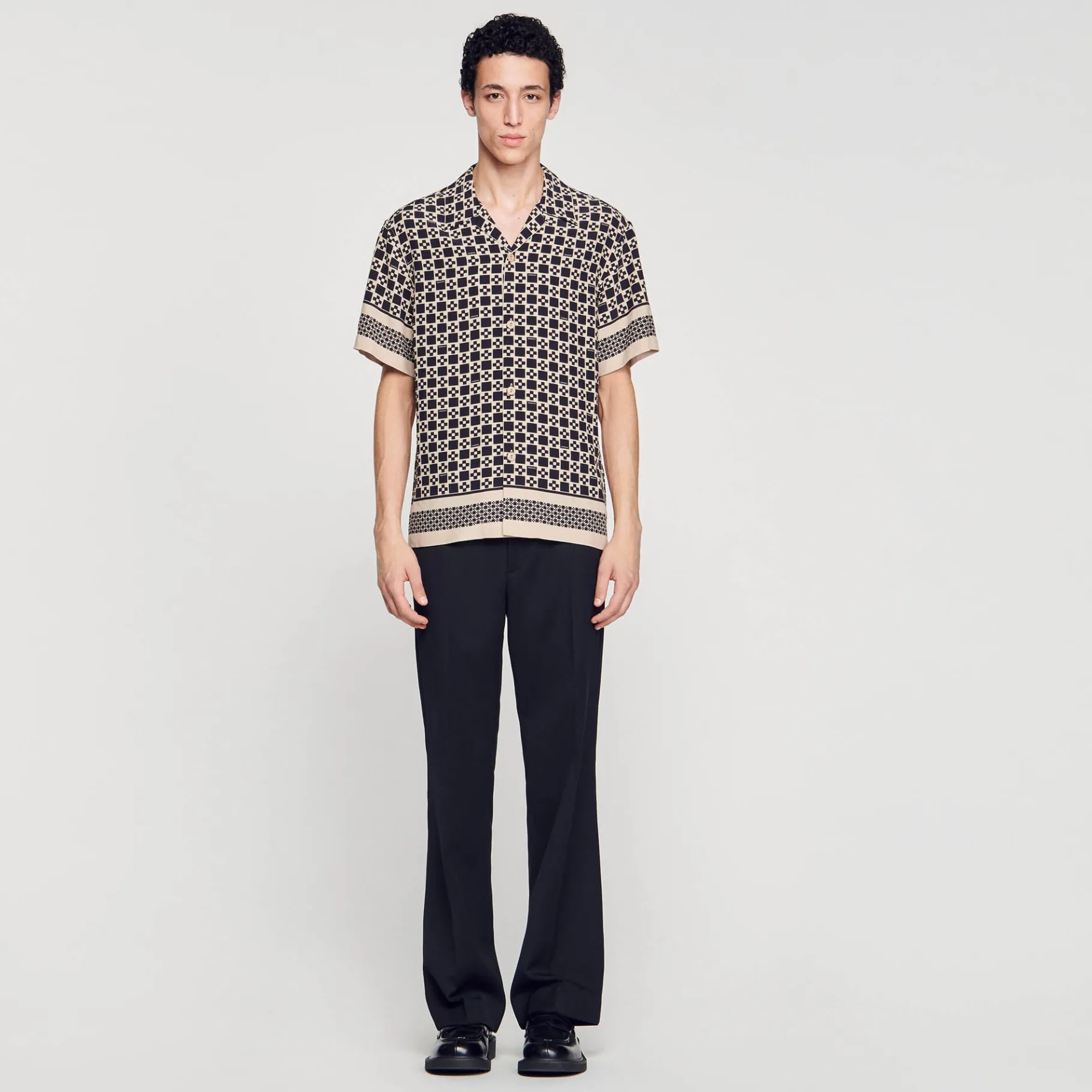 Flash Sale SANDRO Chemise Manches Courtes Square Cross mastic
