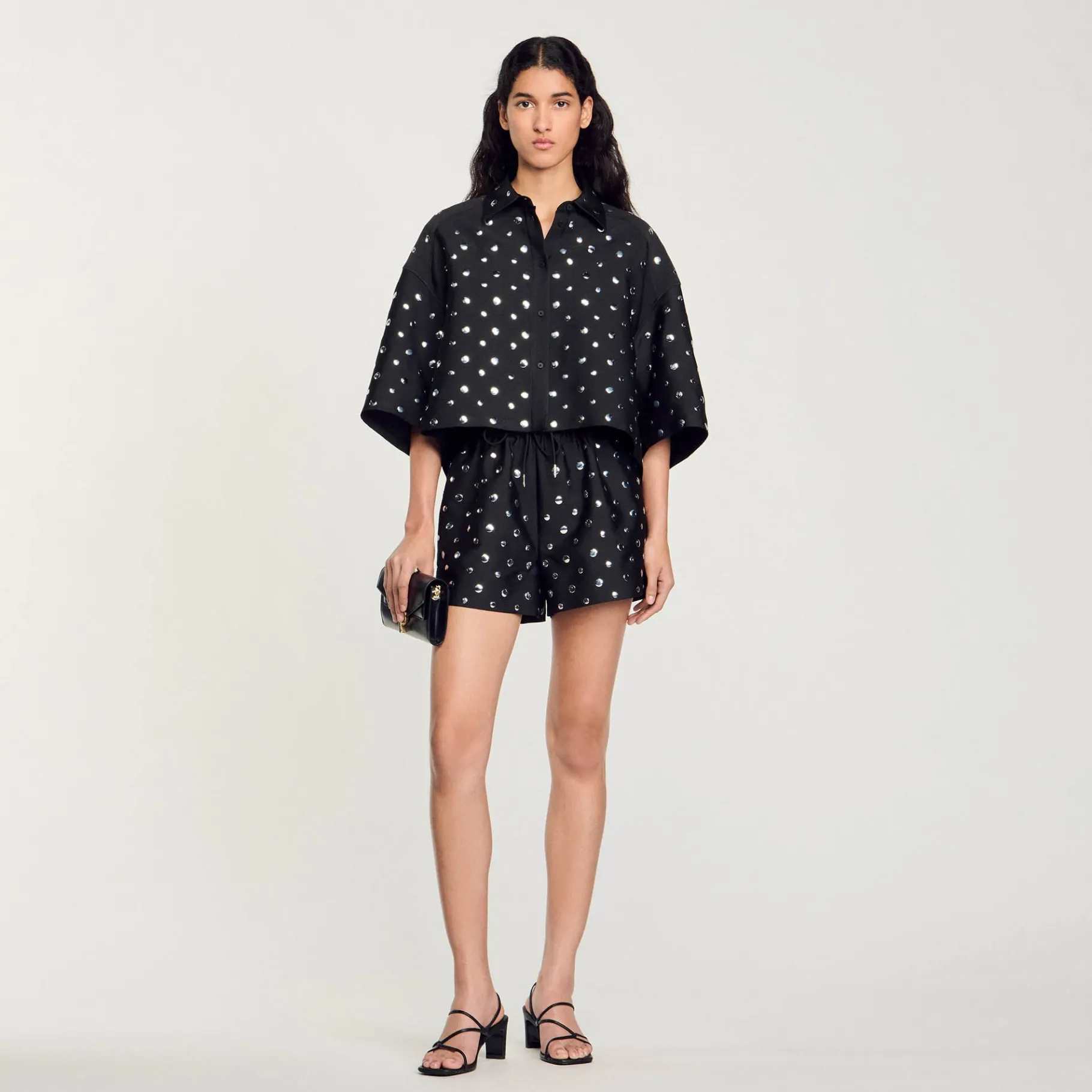 Sale SANDRO Chemise Ornée De Pastilles Noir