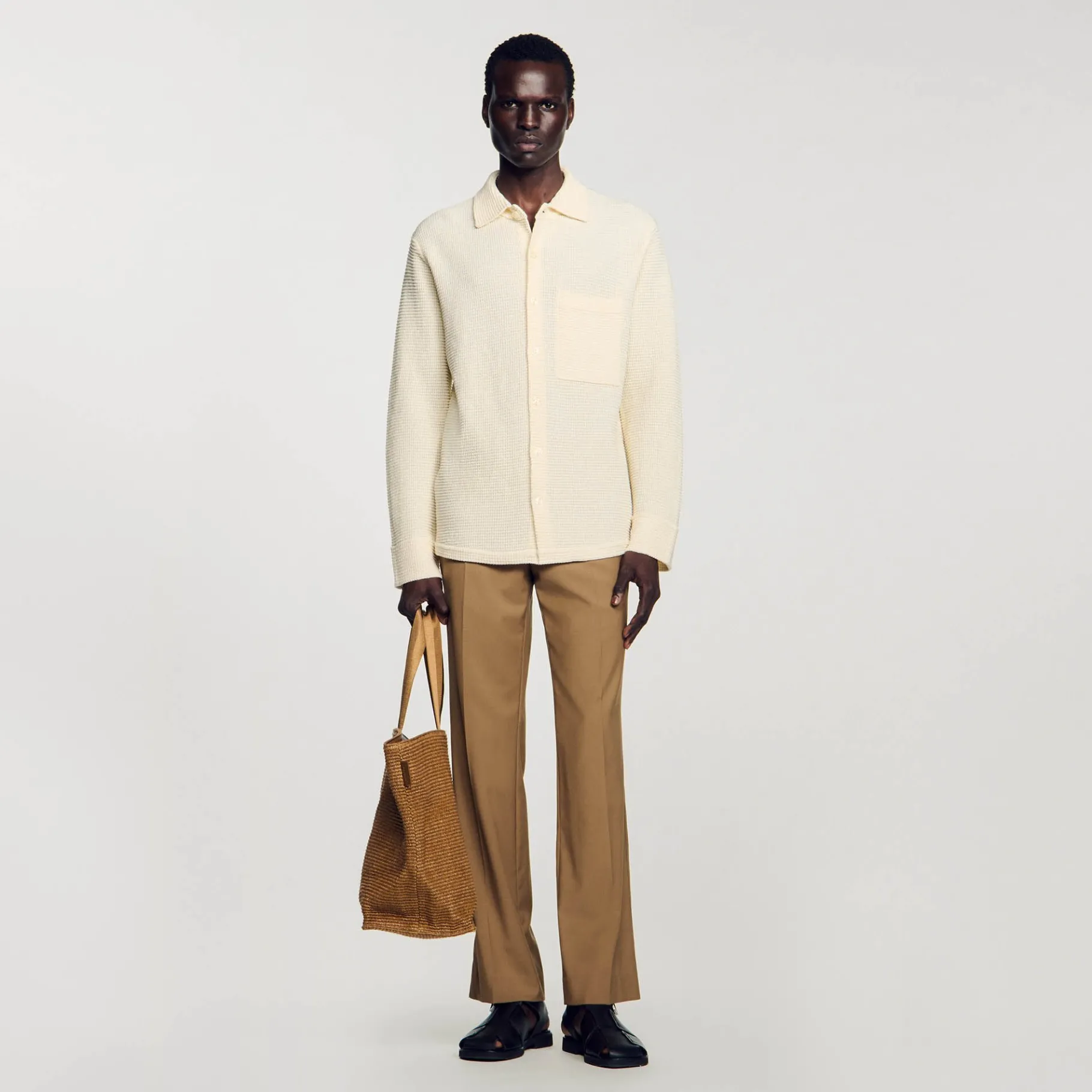 Outlet SANDRO Chemise Oversize En Maille Beige