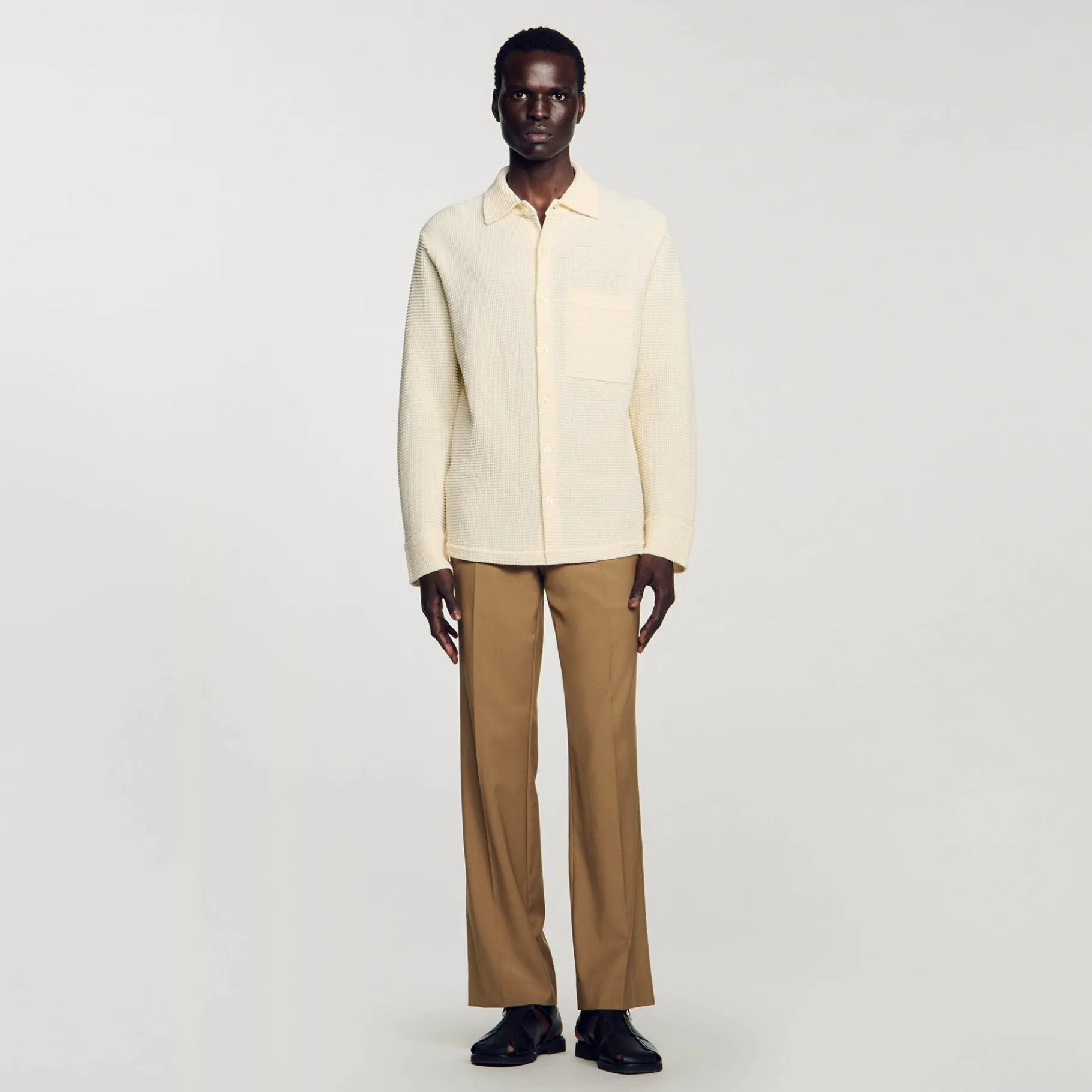 Outlet SANDRO Chemise Oversize En Maille Beige
