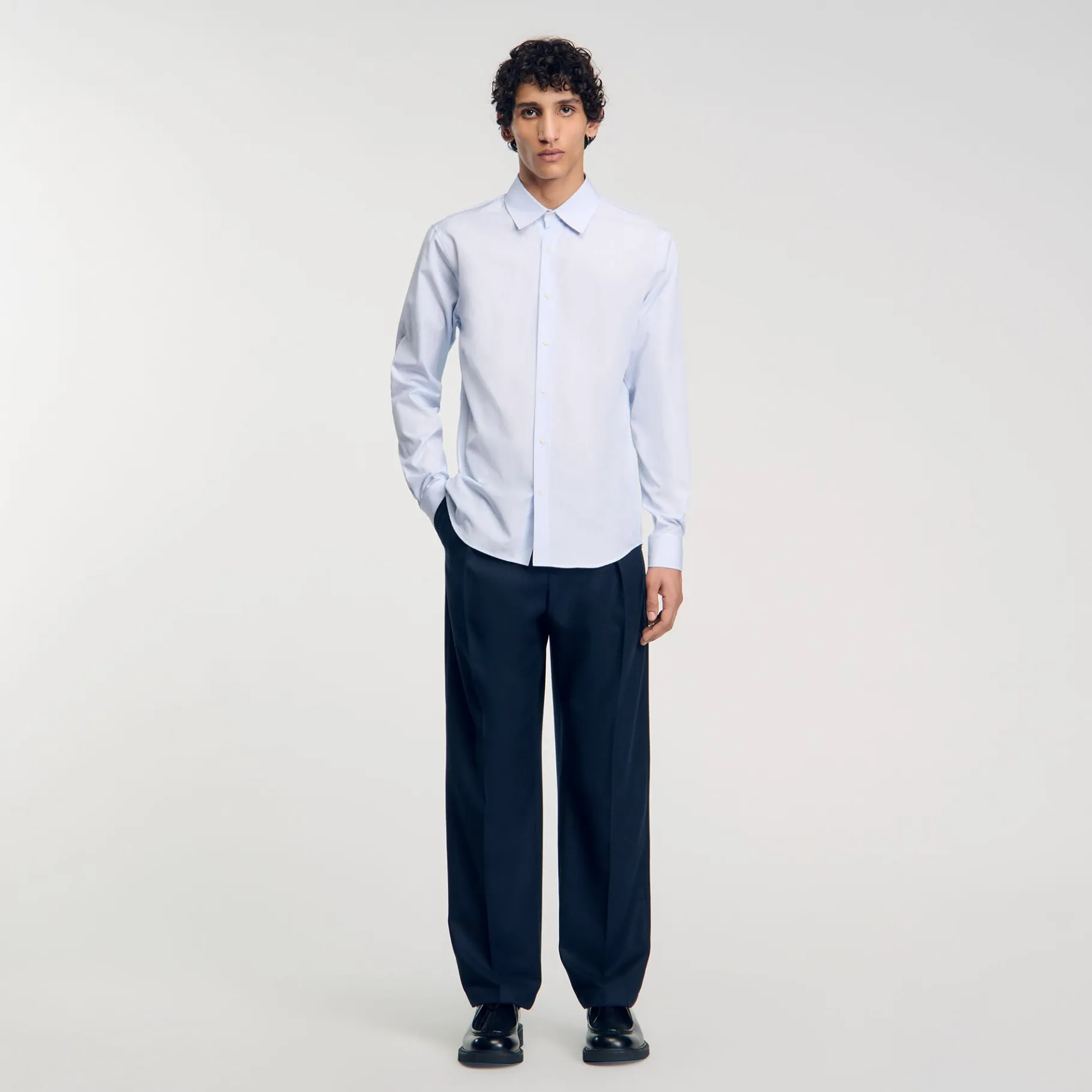 Clearance SANDRO Chemise Rayée Bleu Ciel