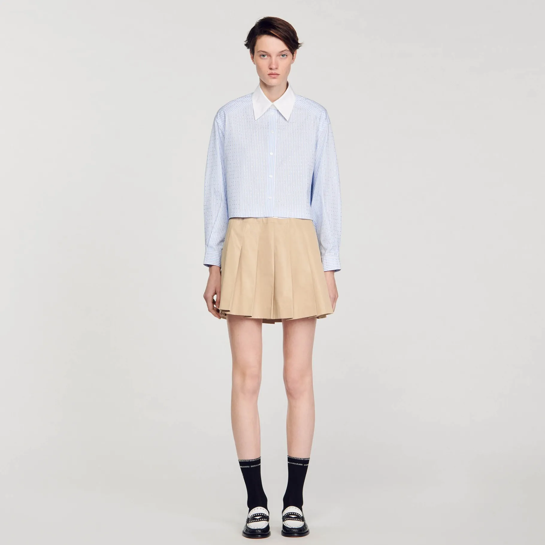 Flash Sale SANDRO Chemise Rayée à Strass Bleu Ciel