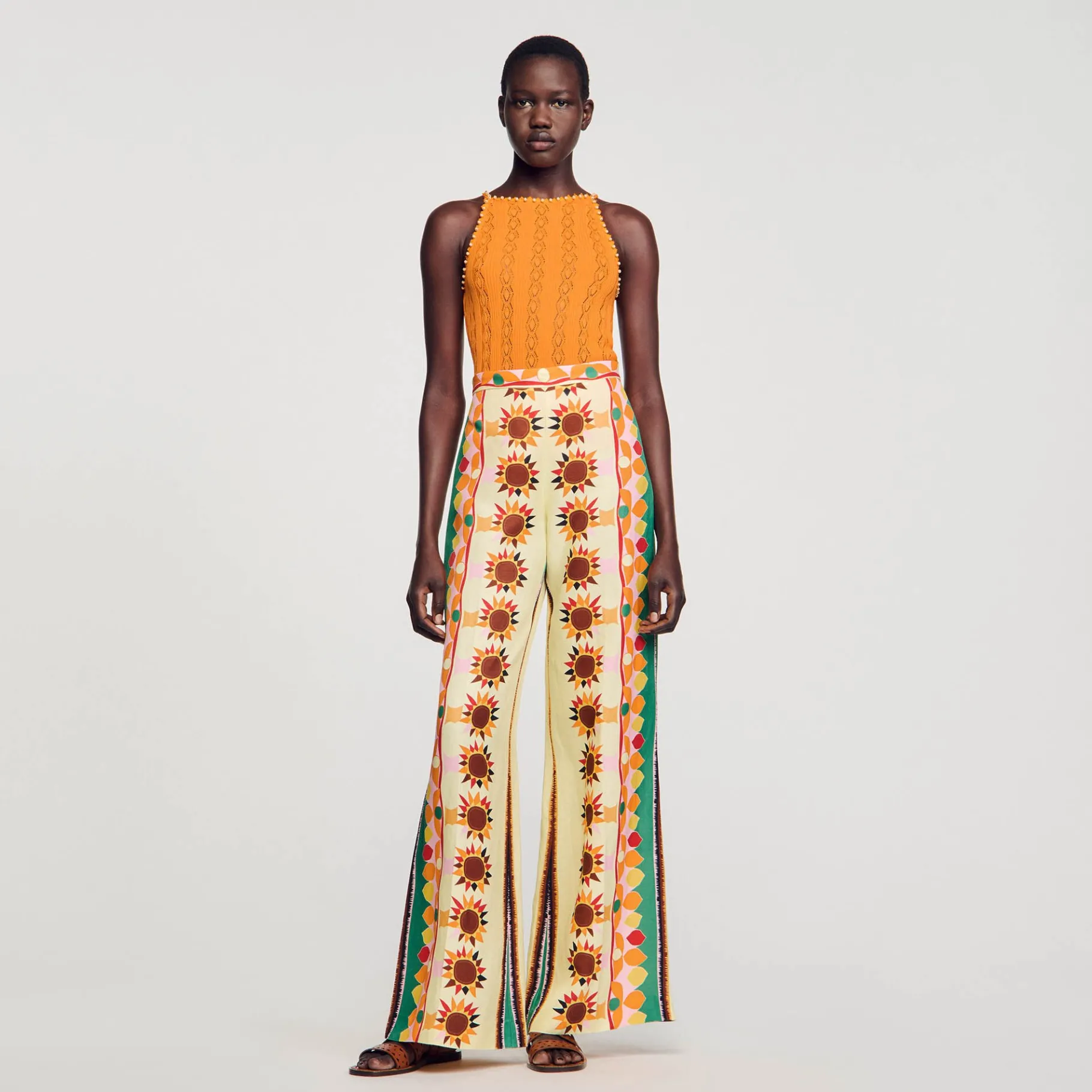 Store SANDRO Débardeur En Maille à Perles Orange
