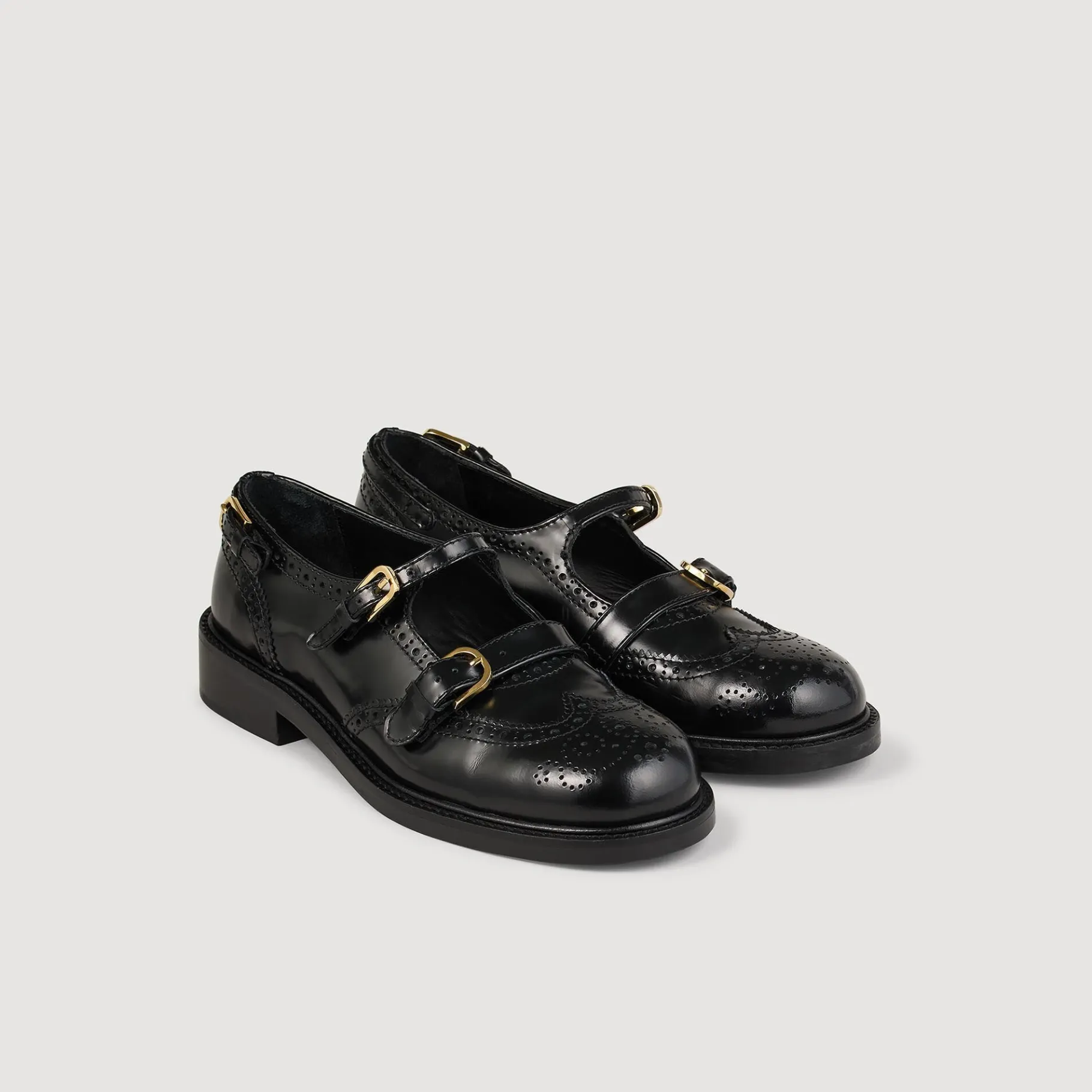 Cheap SANDRO Derbies Ouvertes Multi-boucles Noir