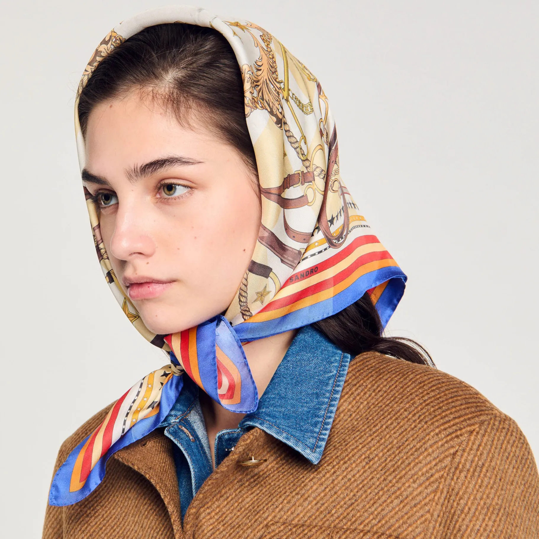 Cheap SANDRO Foulard En Soie Bleu