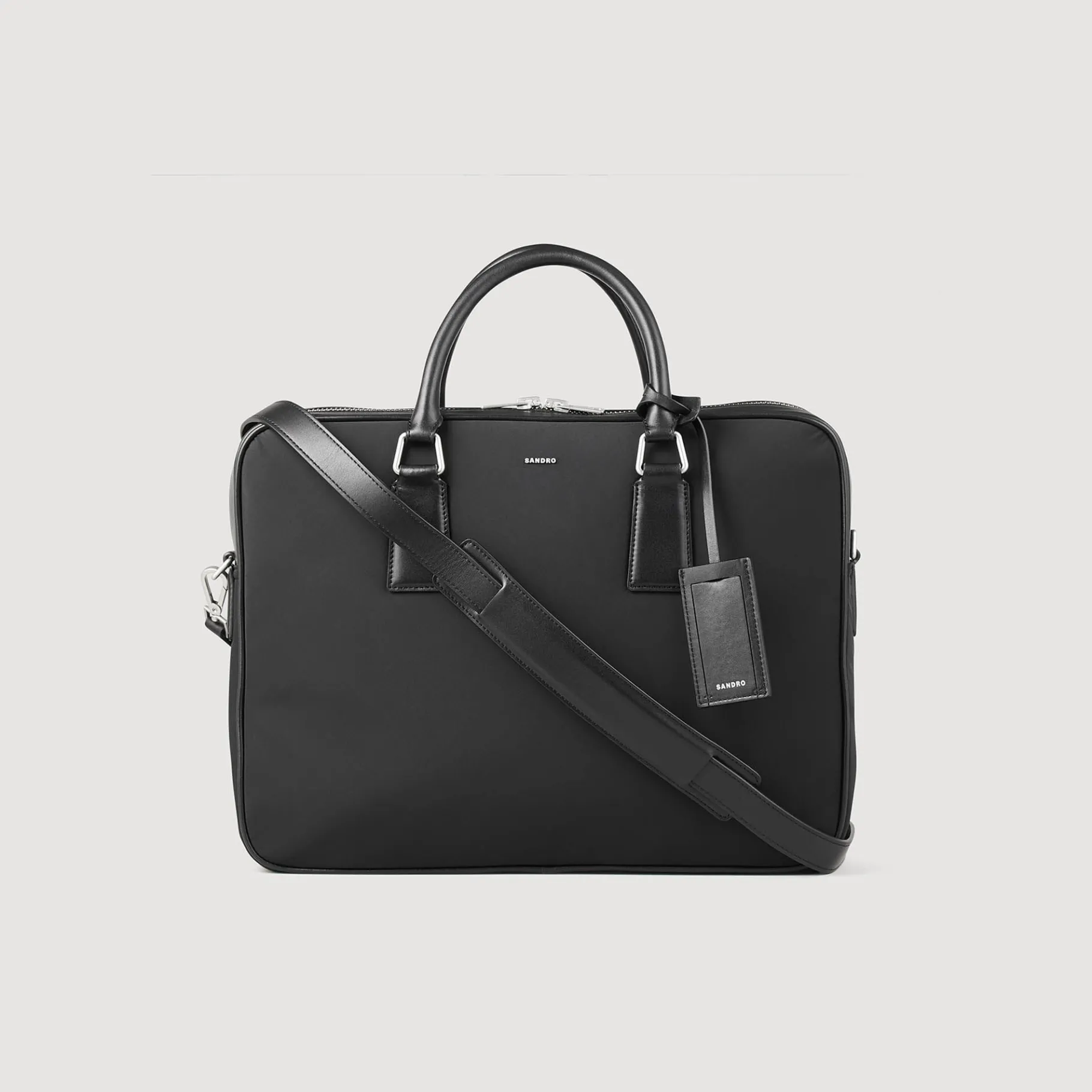 Outlet SANDRO Grand Briefcase En Nylon Noir