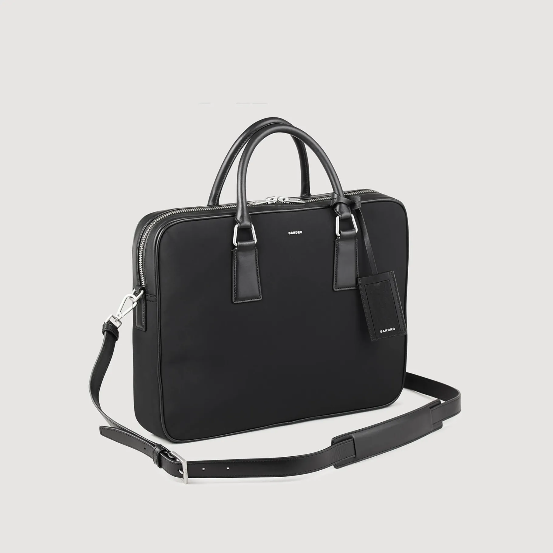 Outlet SANDRO Grand Briefcase En Nylon Noir