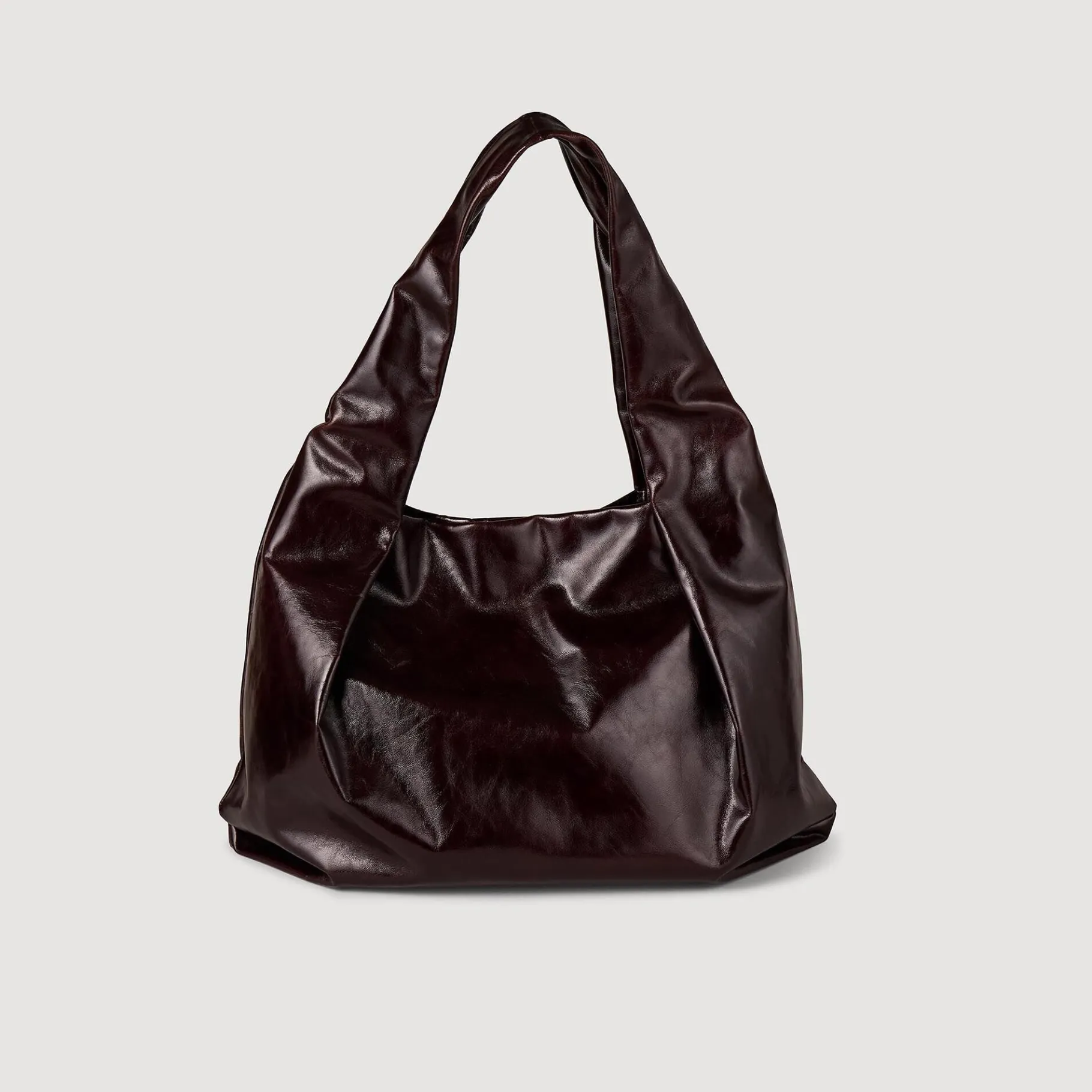Flash Sale SANDRO Grand Sac En Cuir Brillant Bordeaux