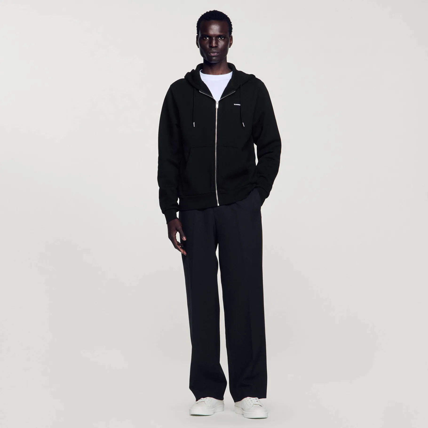 Fashion SANDRO Hoodie Molletonné à Capuche Noir
