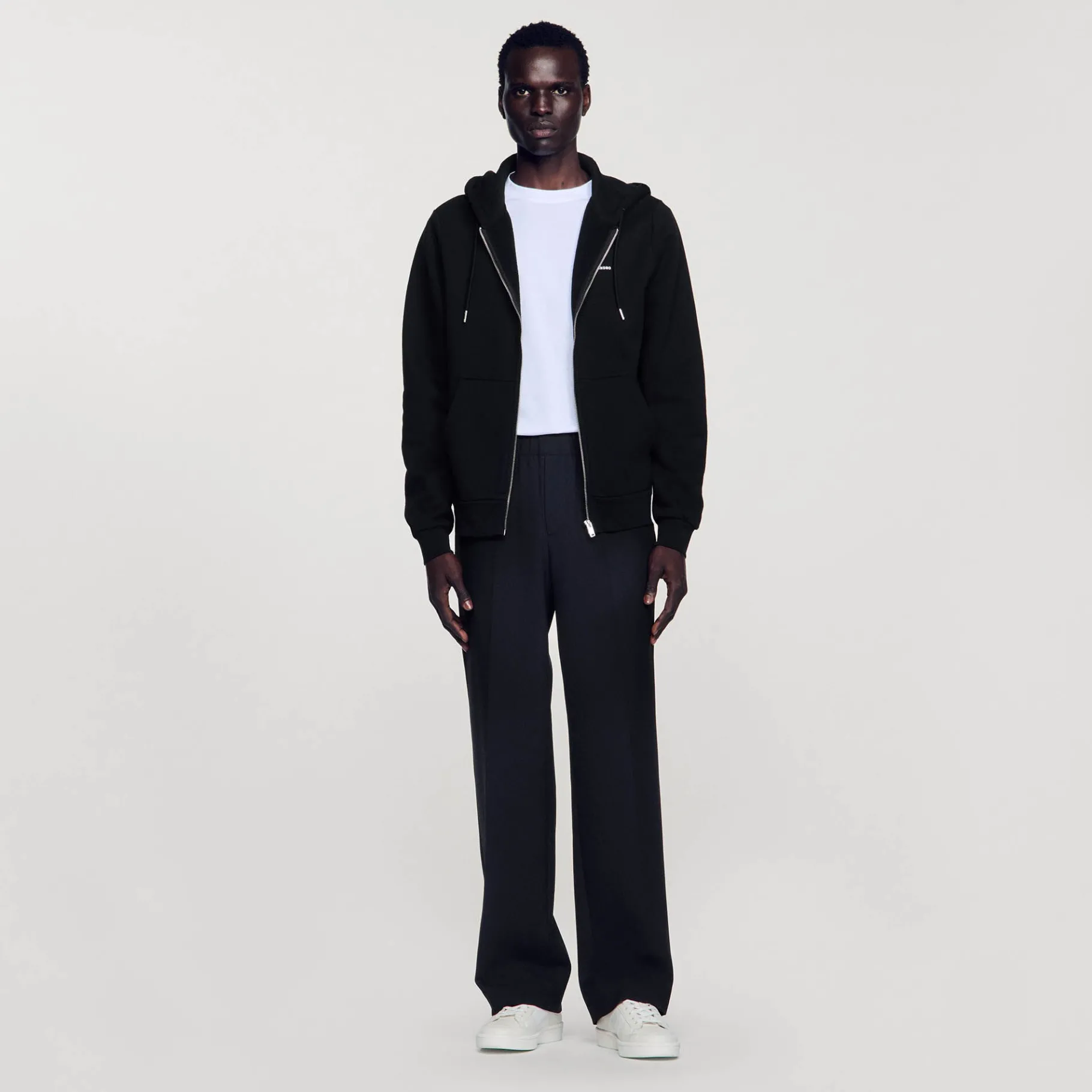 Fashion SANDRO Hoodie Molletonné à Capuche Noir