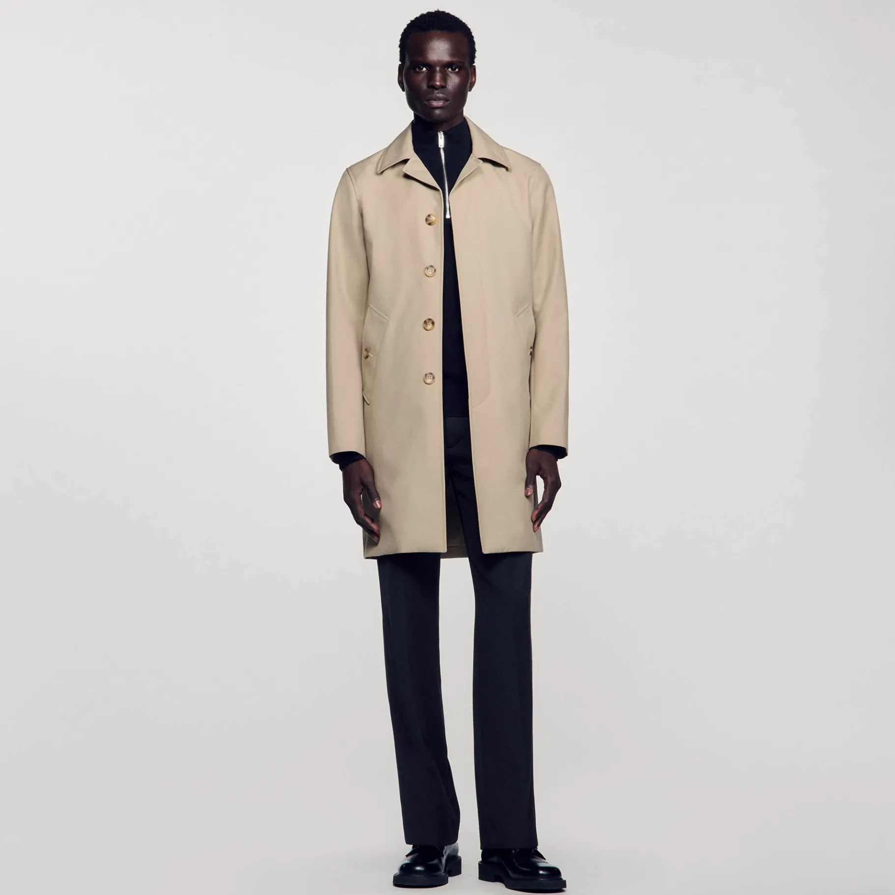 Discount SANDRO Imperméable Droit Beige