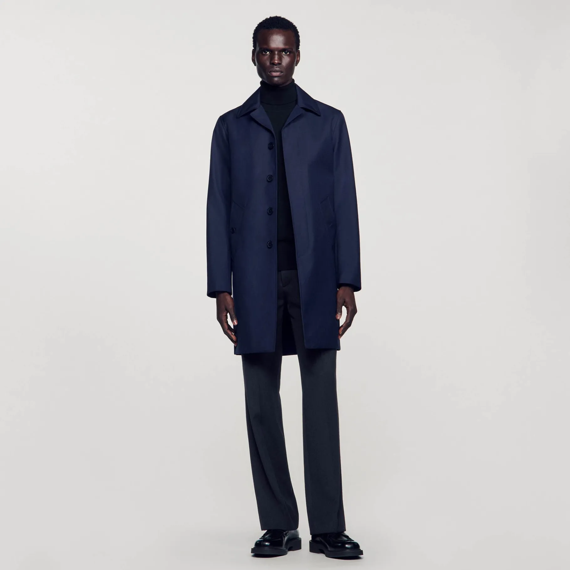 Discount SANDRO Imperméable Mac En Tissu Technique Marine