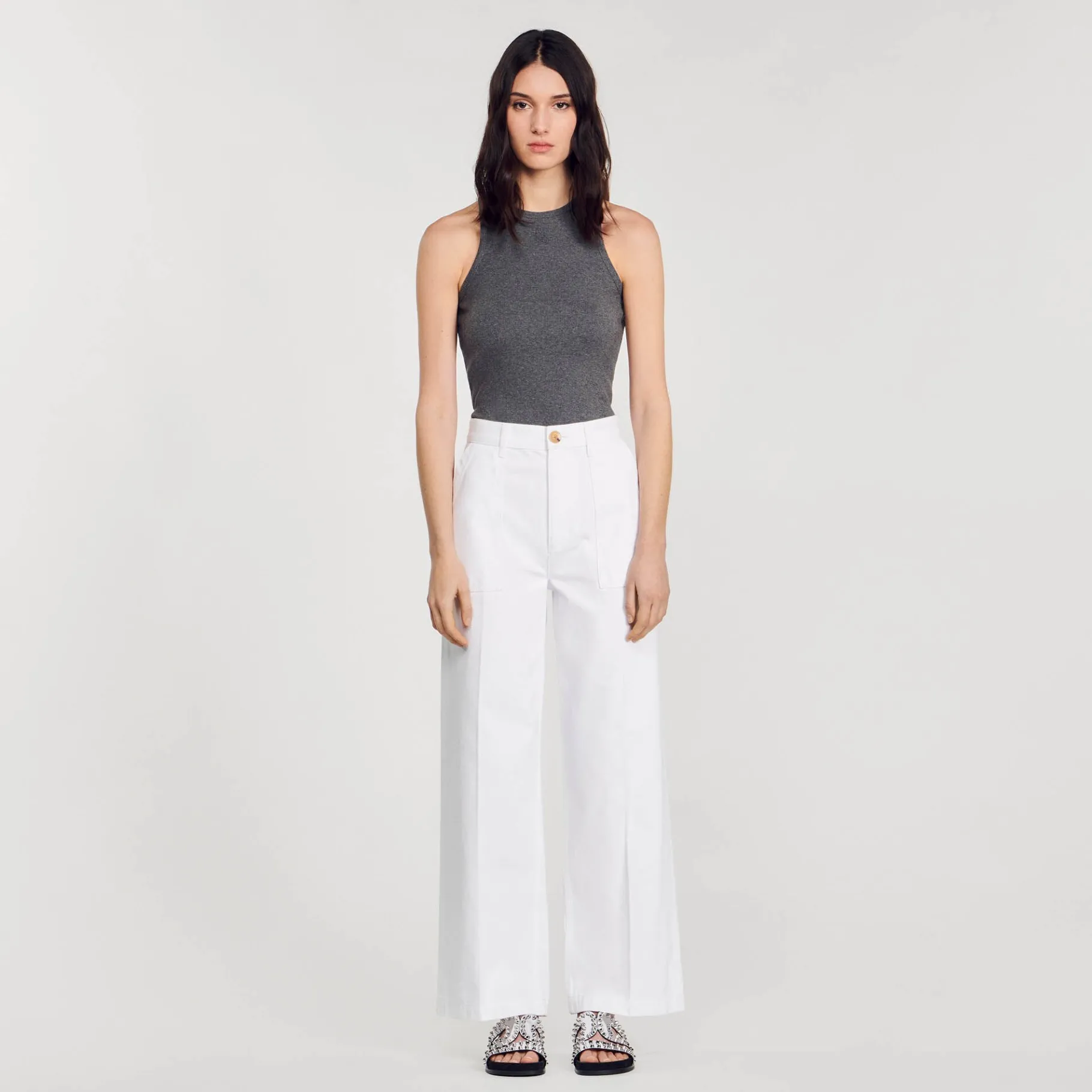 Online SANDRO Jean à Grandes Poches blanc